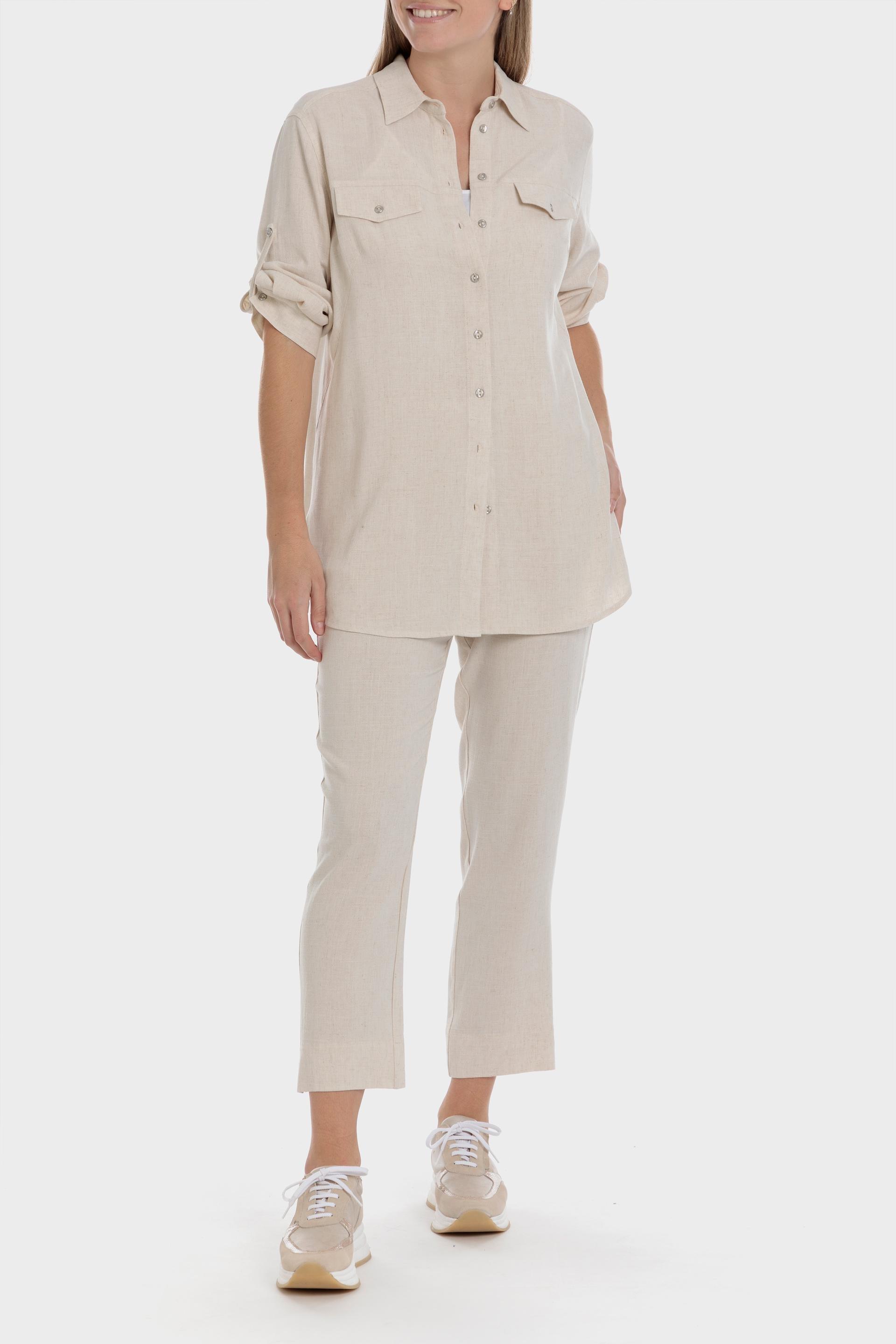 Punt Roma - Beige Roll-Up Sleeves Overshirt