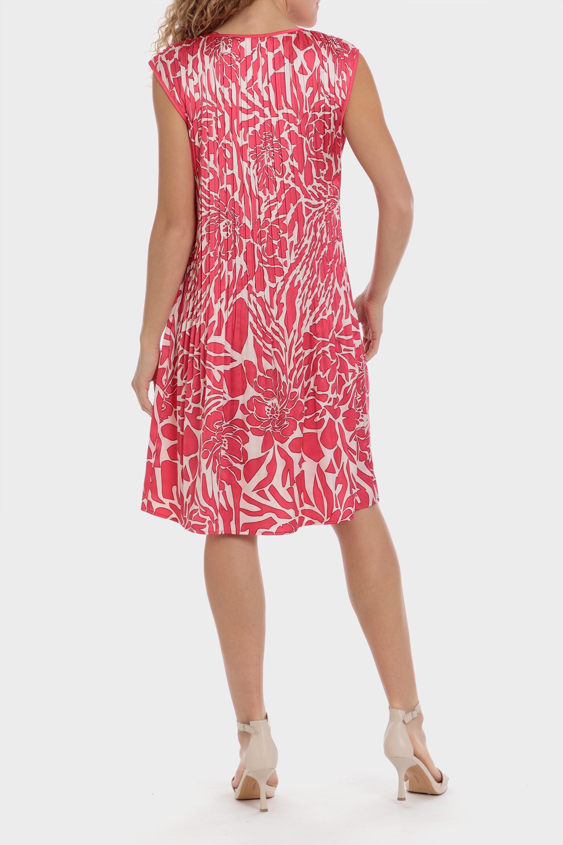 Punt Roma - Pink Pleated Printed Dress