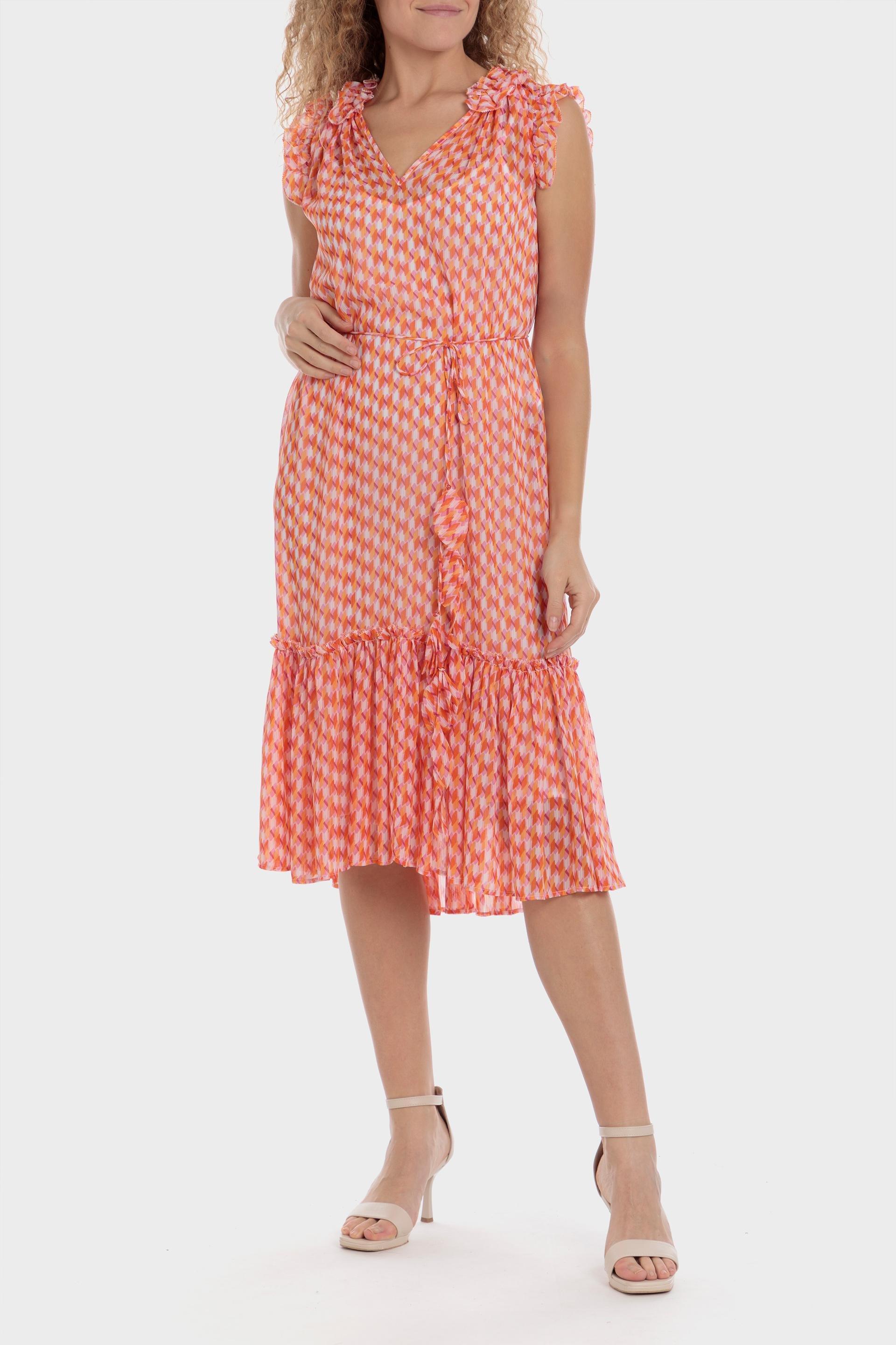 Orange Printed Dress, , large image number 0