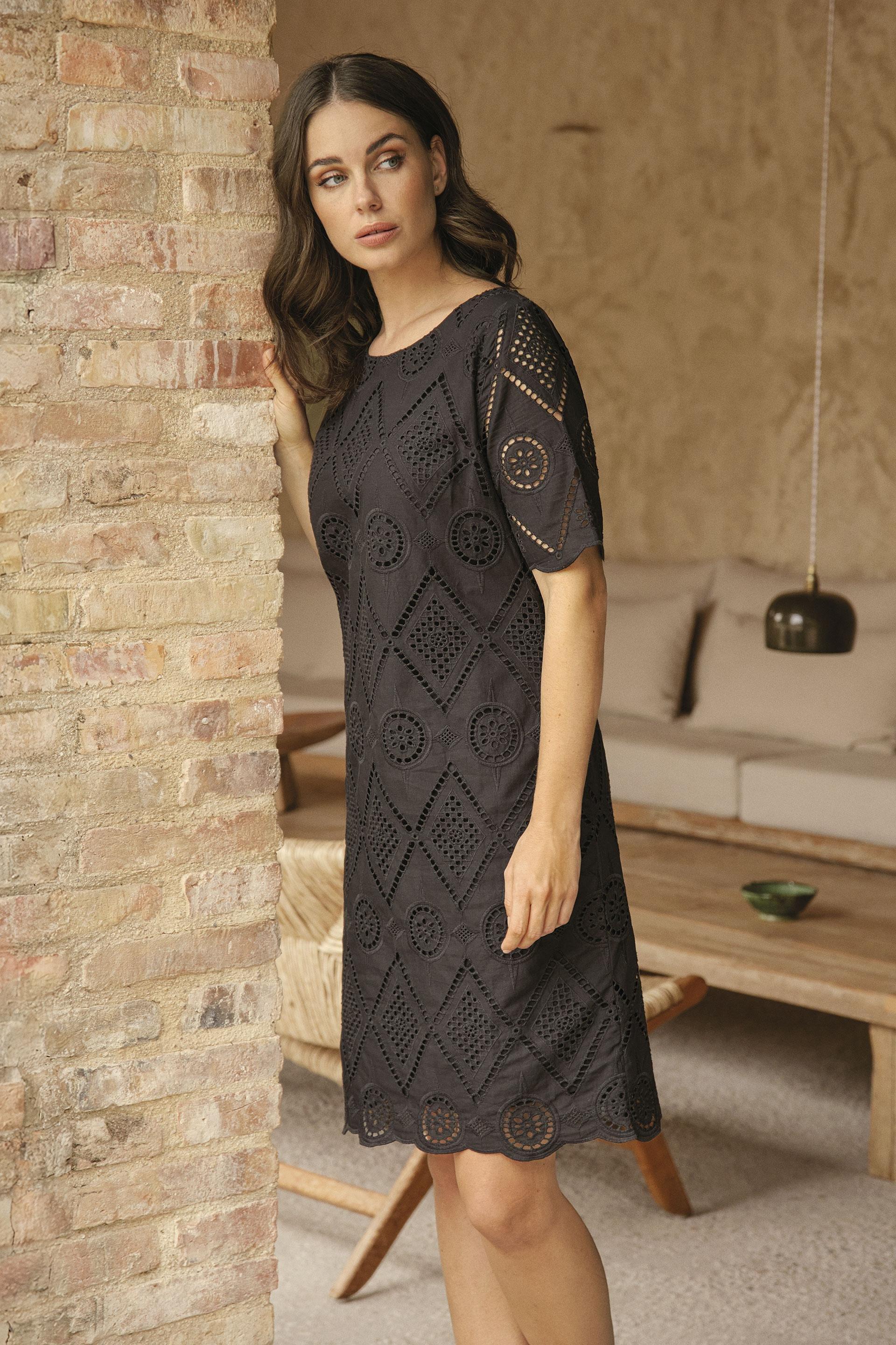 Punt Roma - Black Embroidered Dress