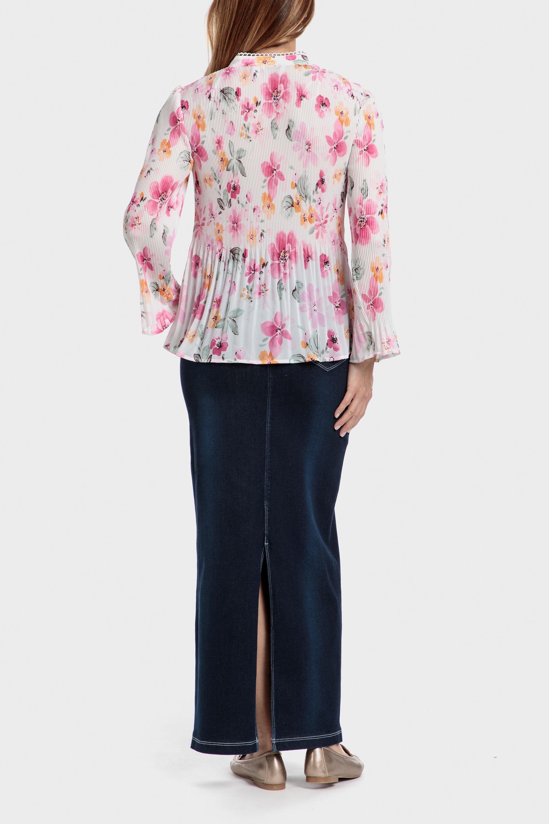 Punt Roma - Pink Floral Pleated Shirt