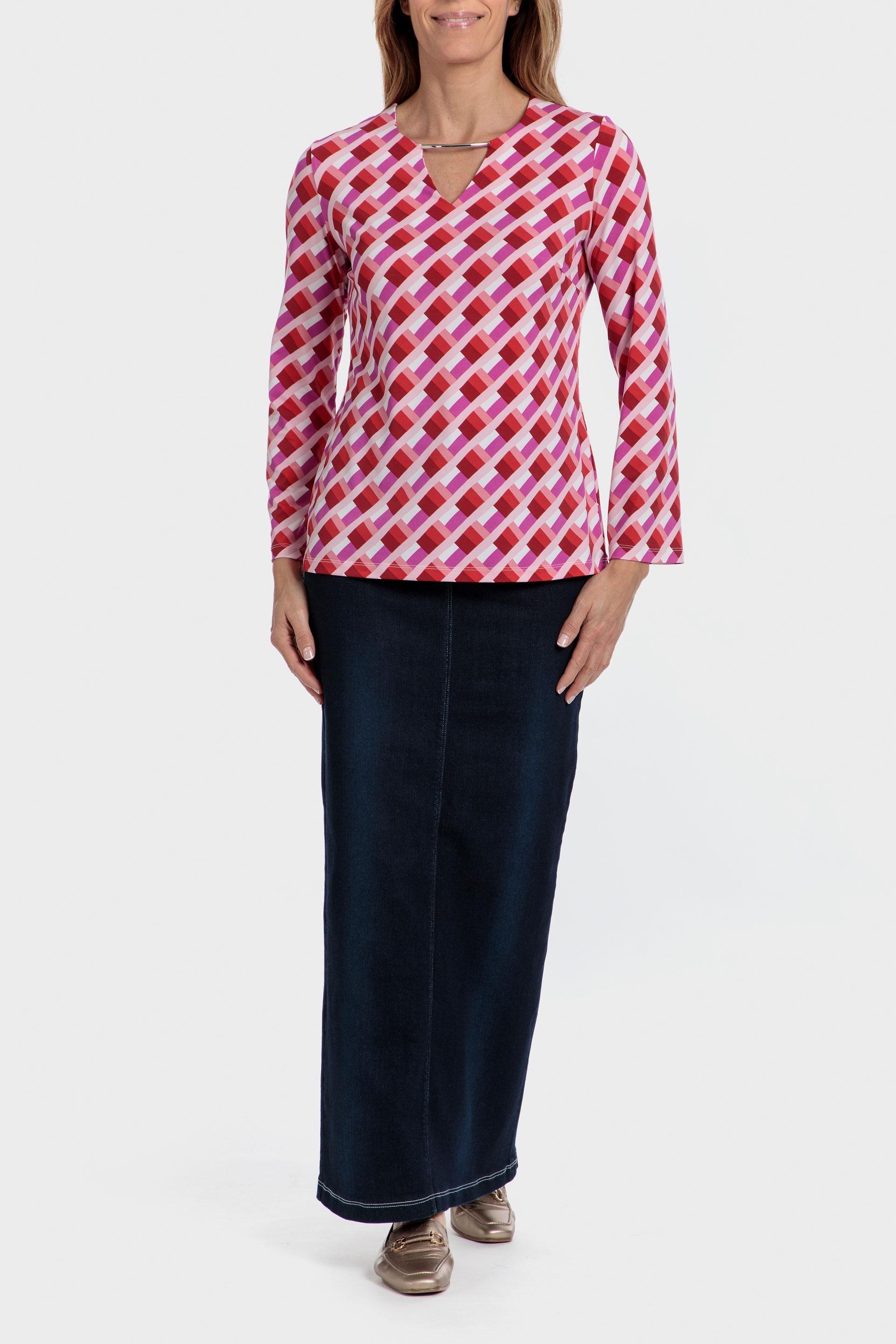 Pink Geometric Print T-Shirt, , large image number 0