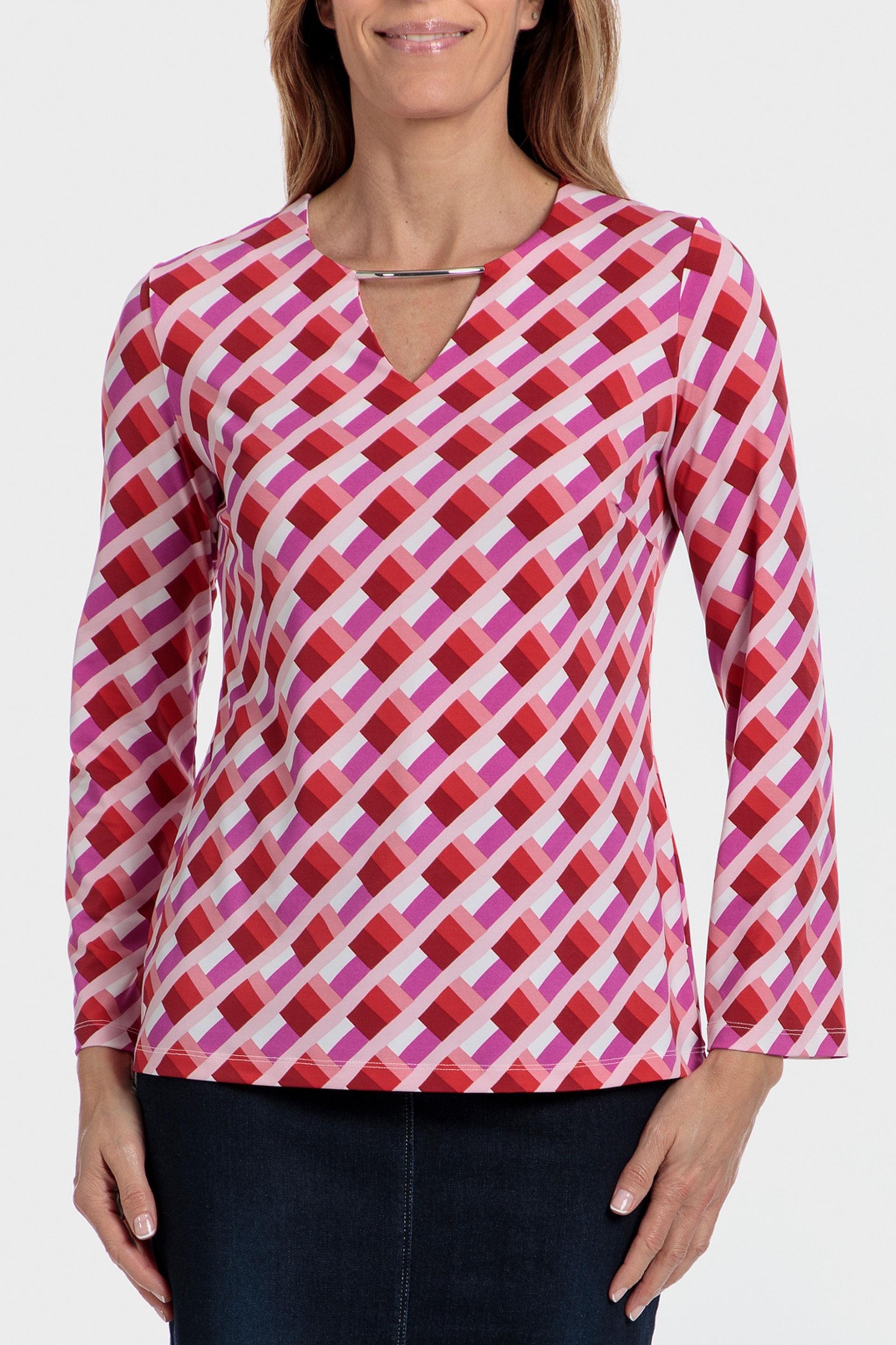 Pink Geometric Print T-Shirt, , large image number 1