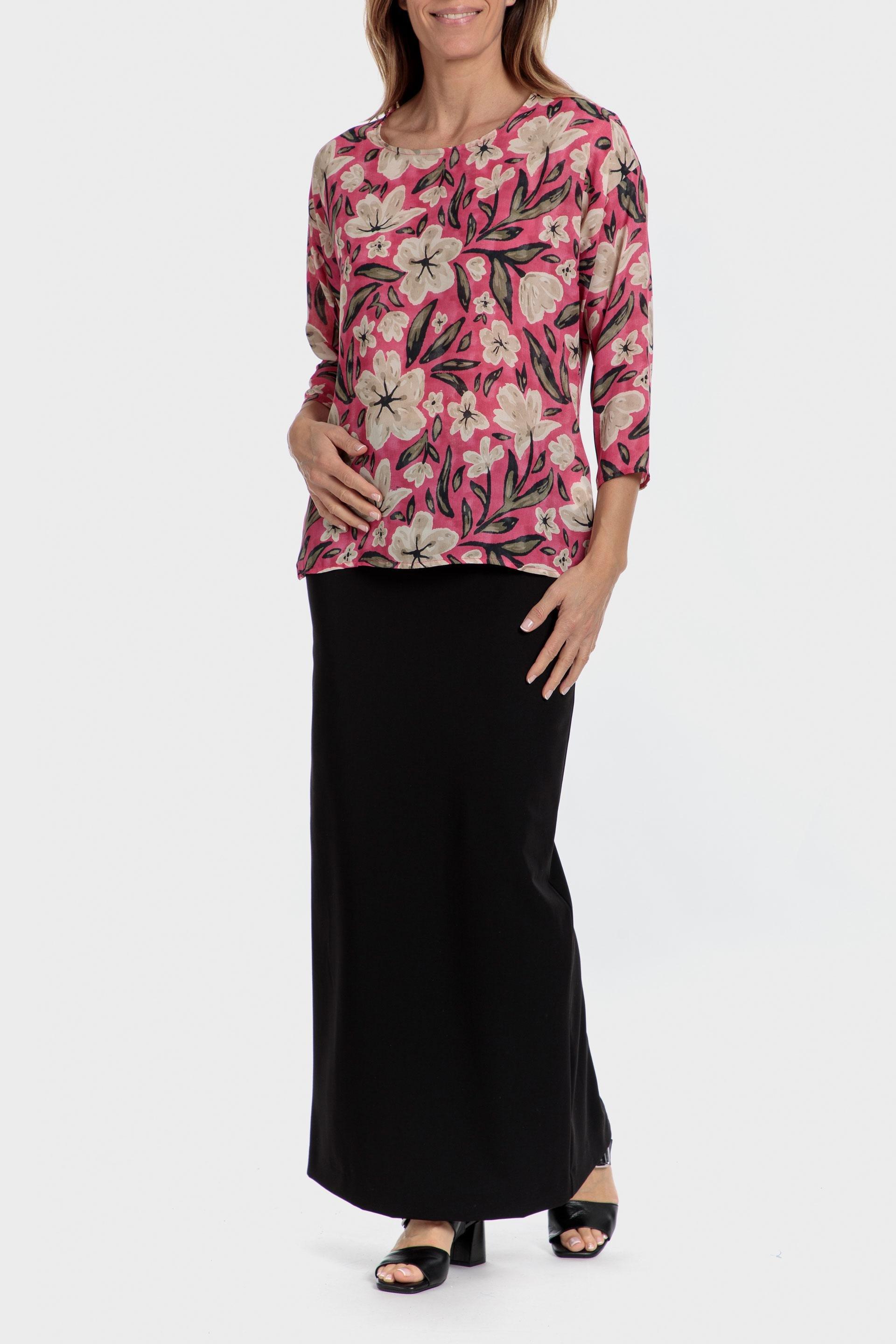 Pink Floral Print Blouse, , large image number 0