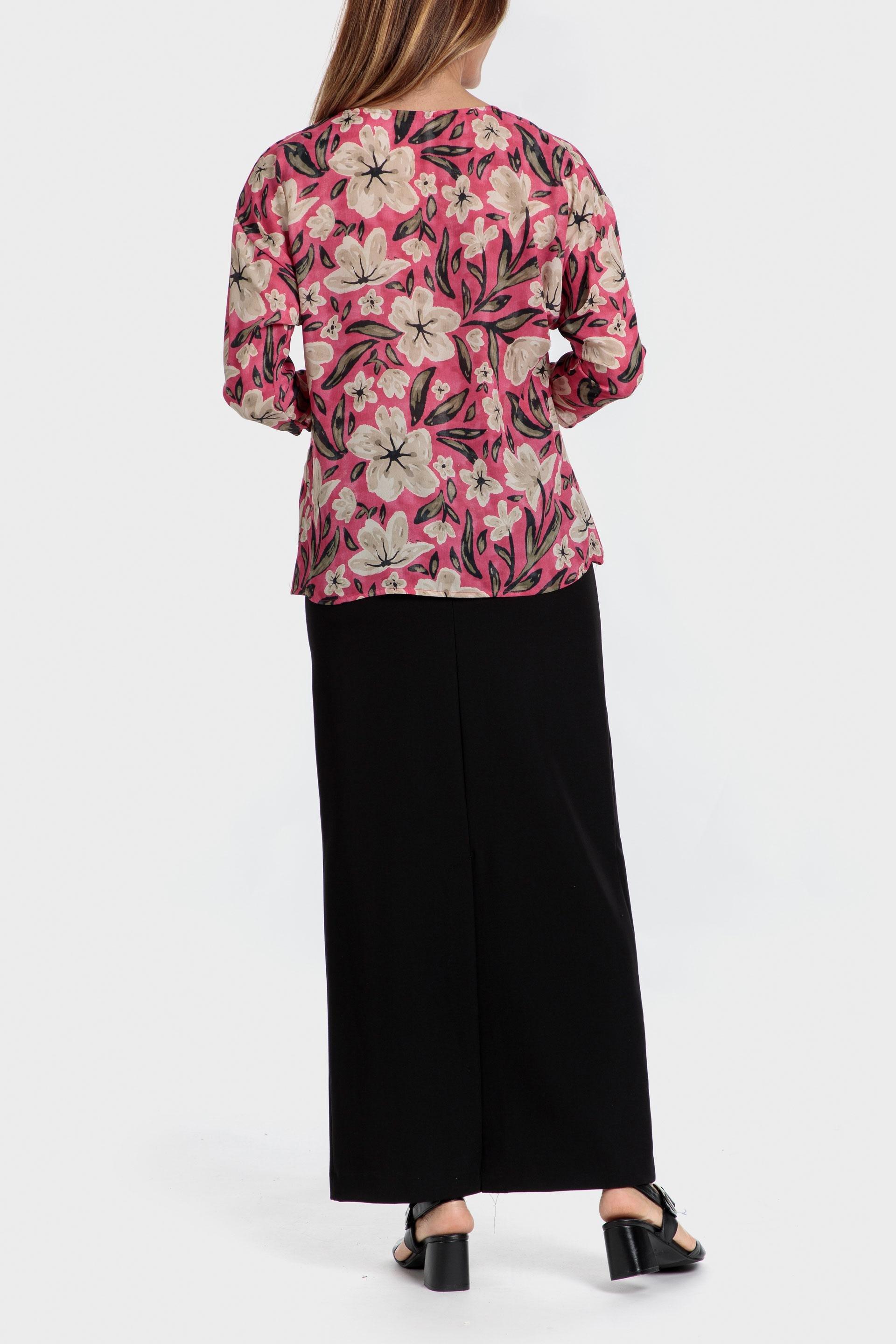 Pink Floral Print Blouse, , large image number 3