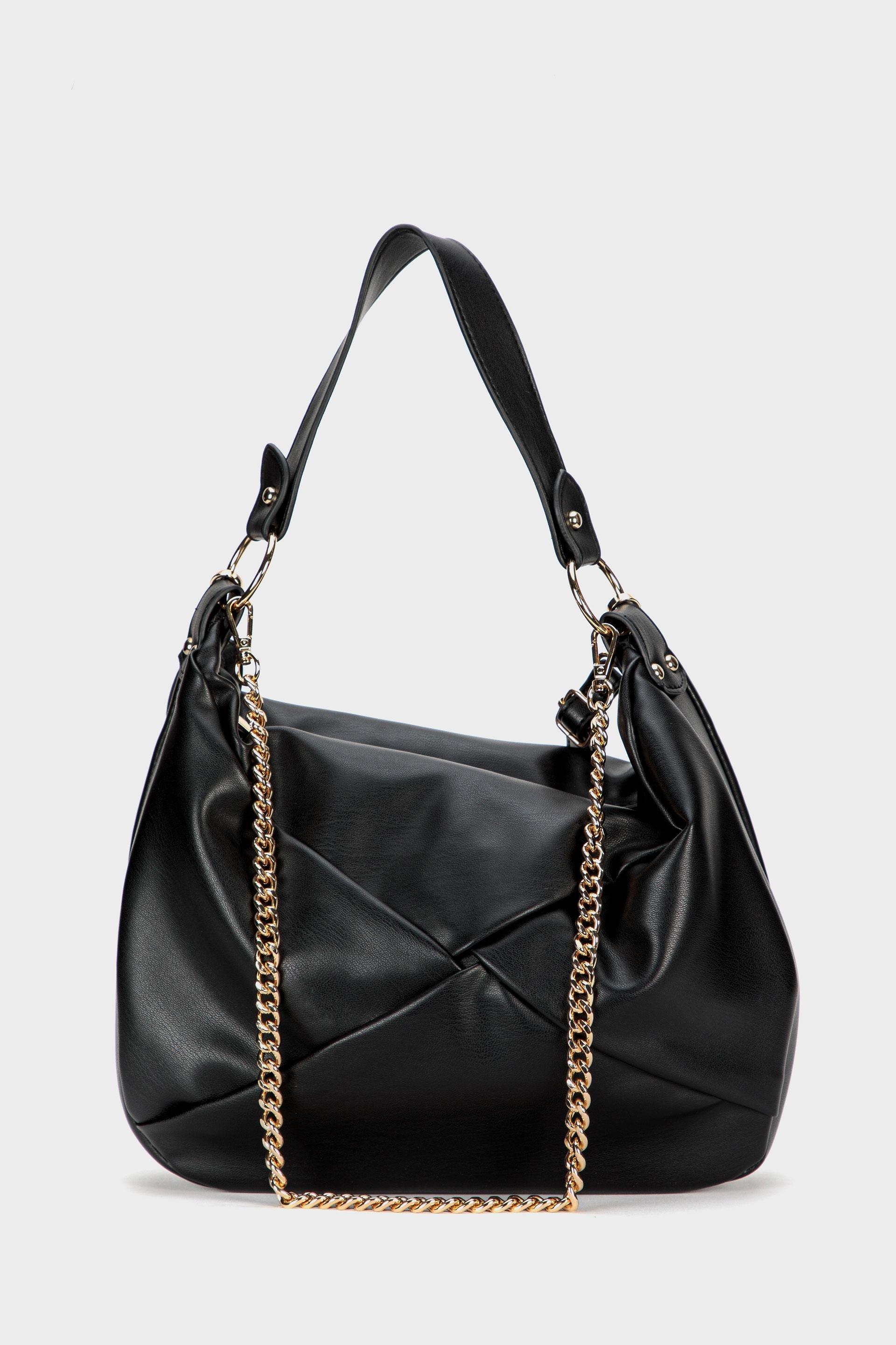 Black Leather Hand Bag, , large image number 0