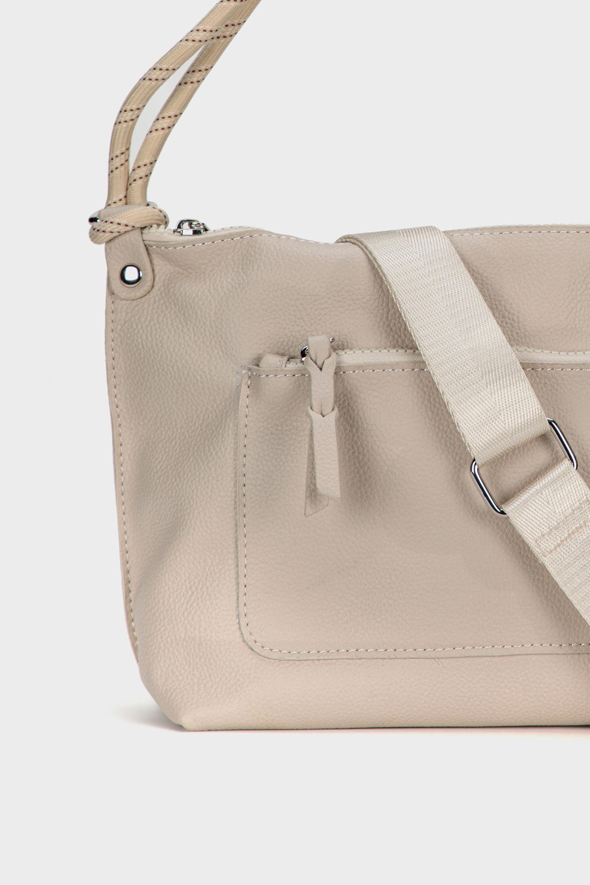 Beige Leather Hand Bag, , large image number 1