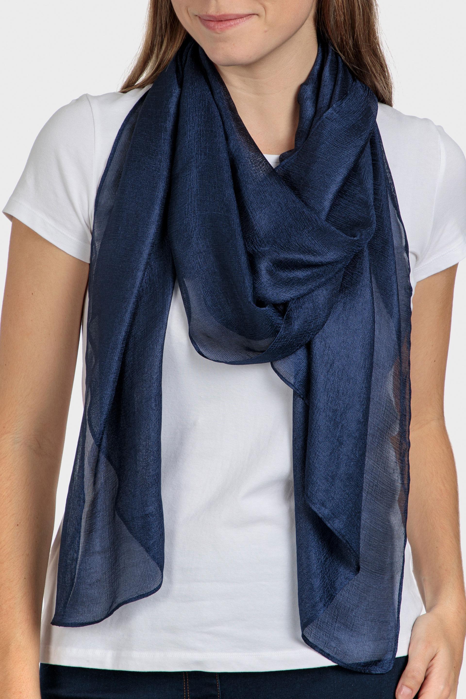 Navy Chiffon Wrap Scarf, , large image number 0