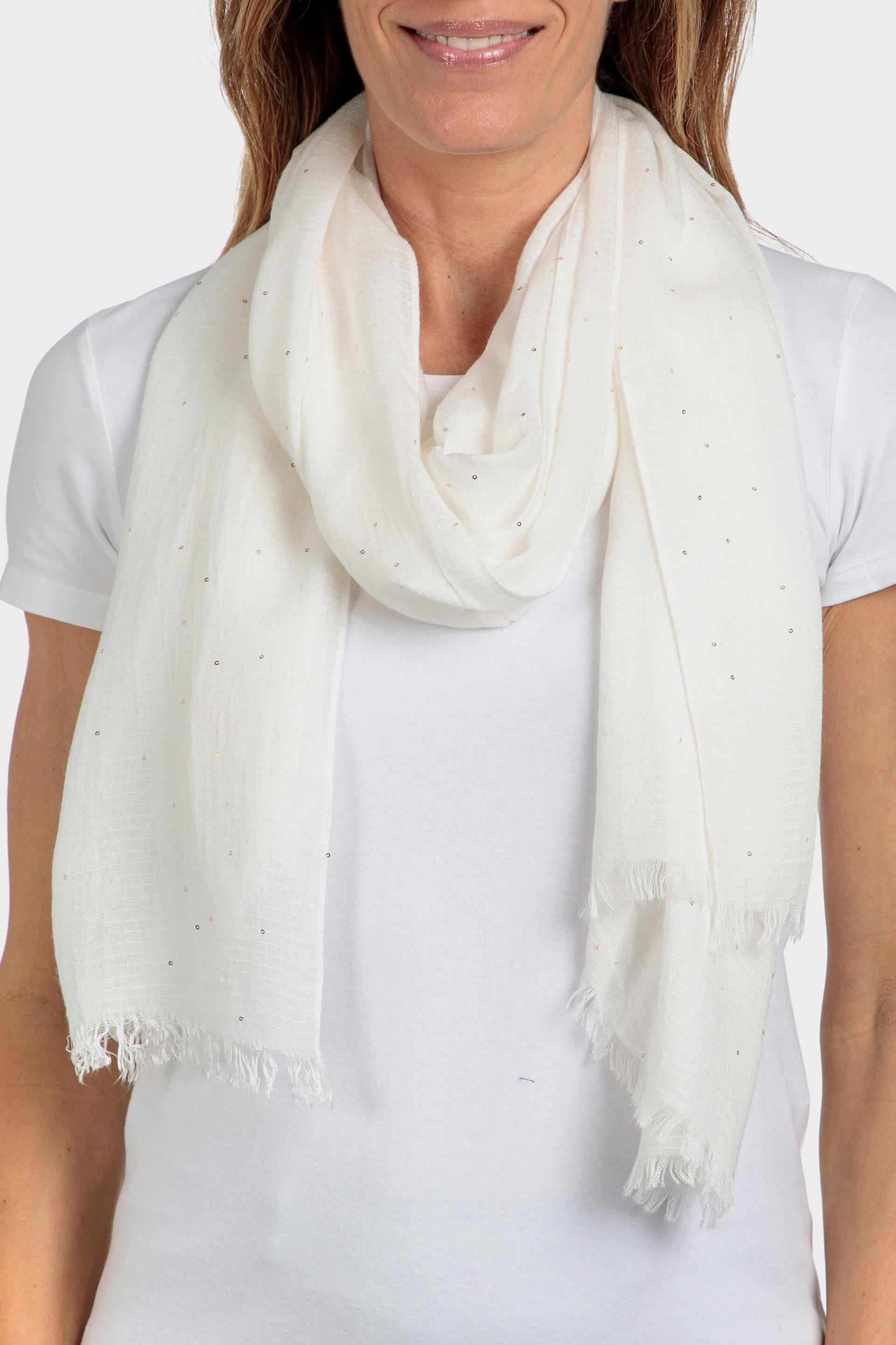White Pashmina Sequins Scarf, , large image number 0