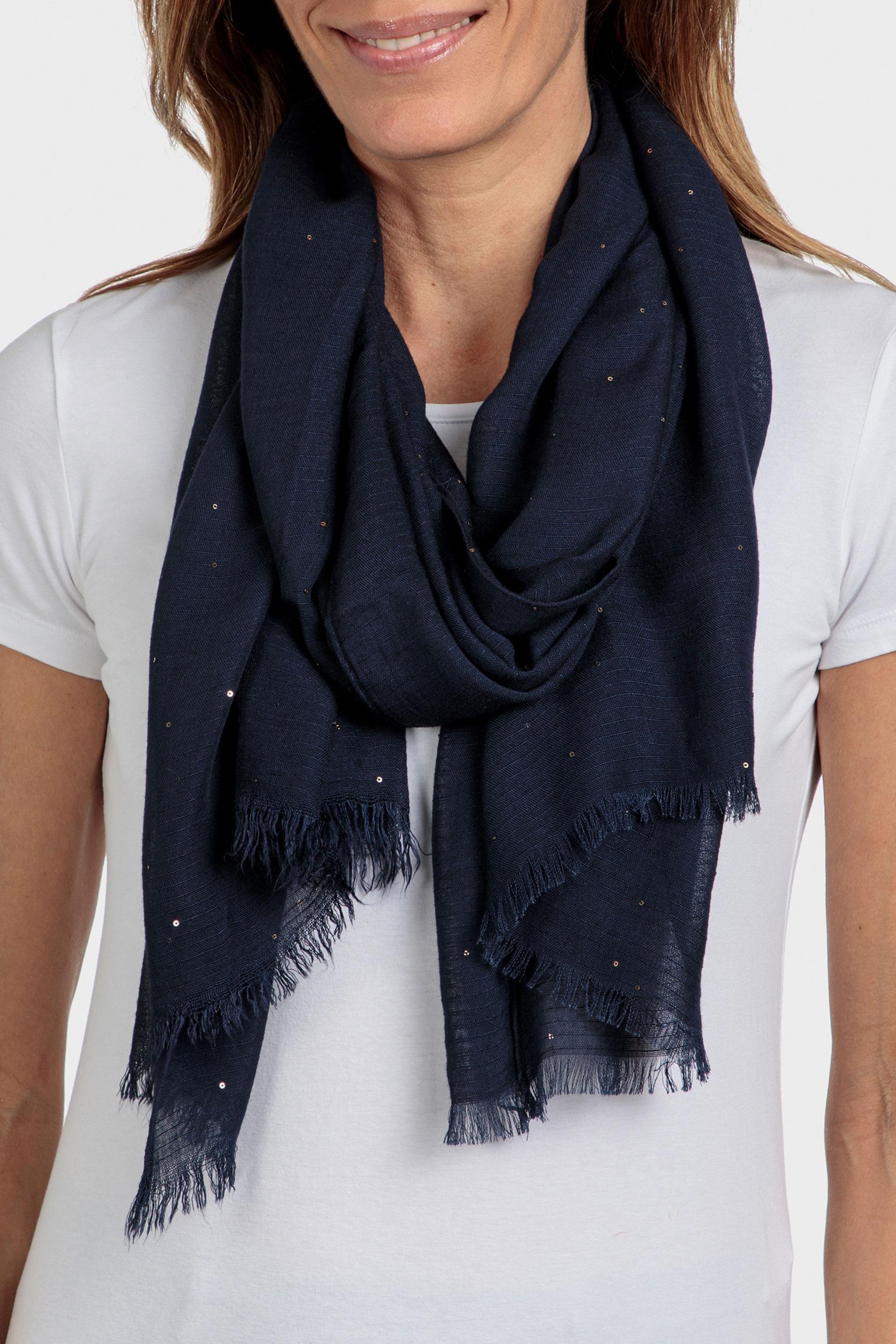 Navy Rhinestone Scarf, , large image number 0