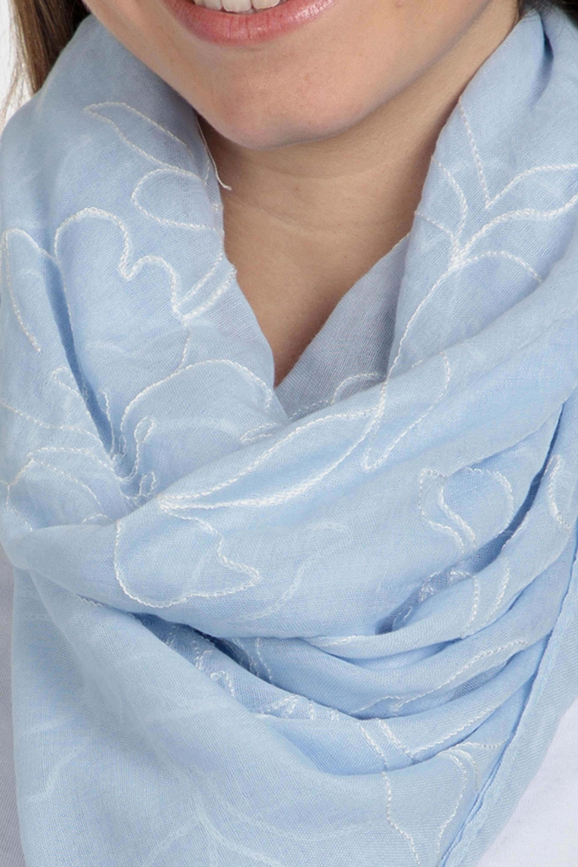 Blue Embroidered Scarf, , large image number 1
