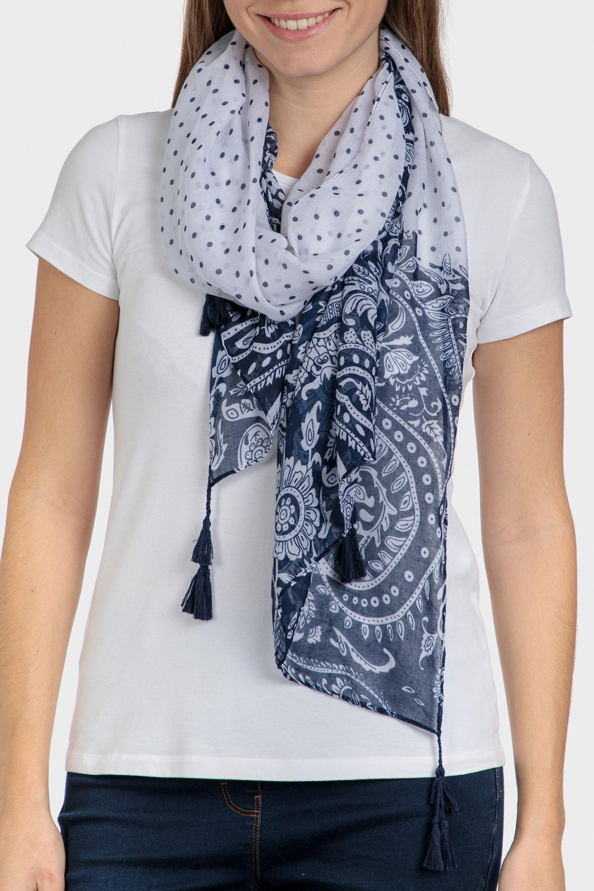 Blue Paisley Pashmina Scarf, , large image number 0
