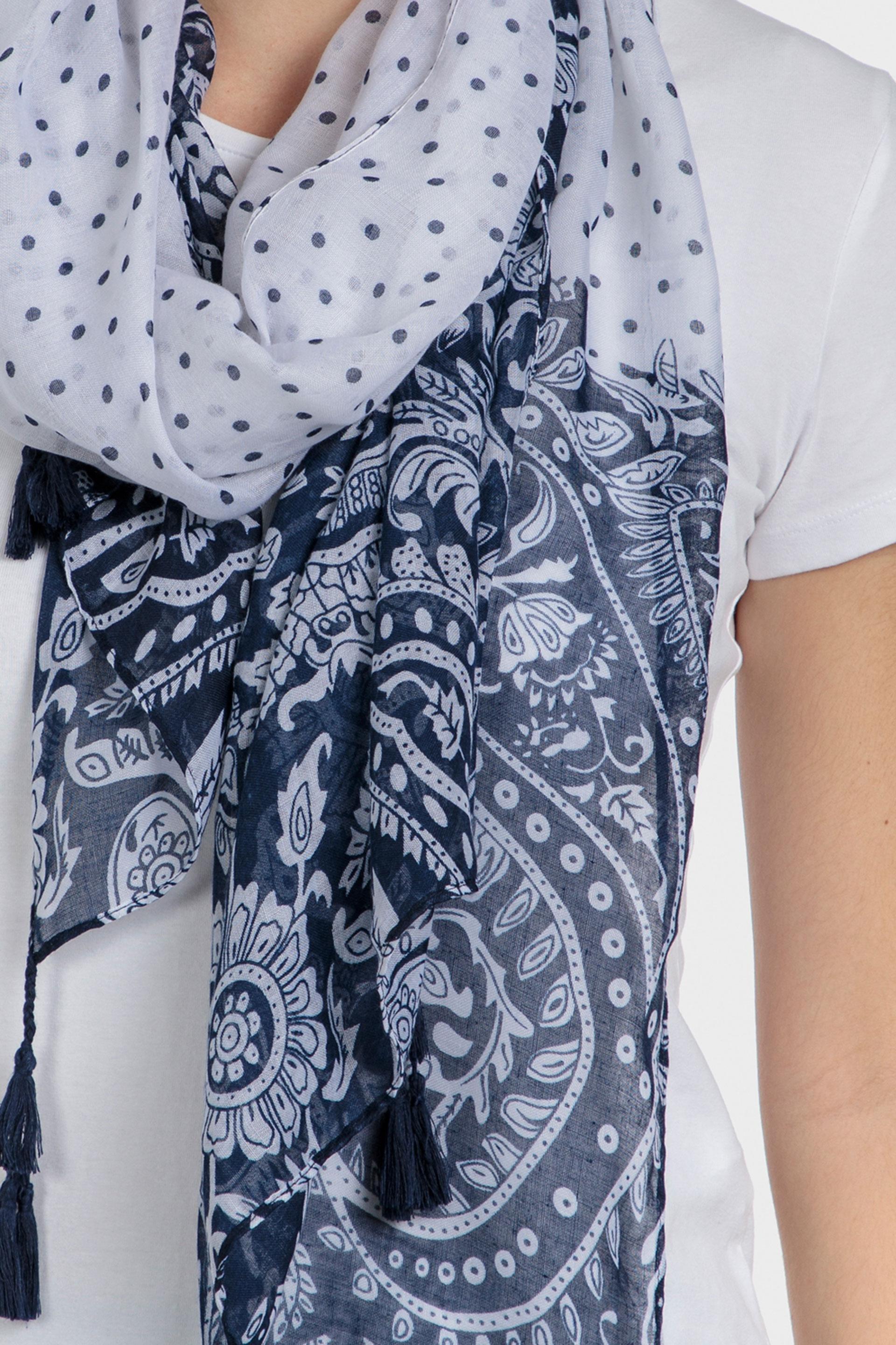 Blue Paisley Pashmina Scarf, , large image number 1