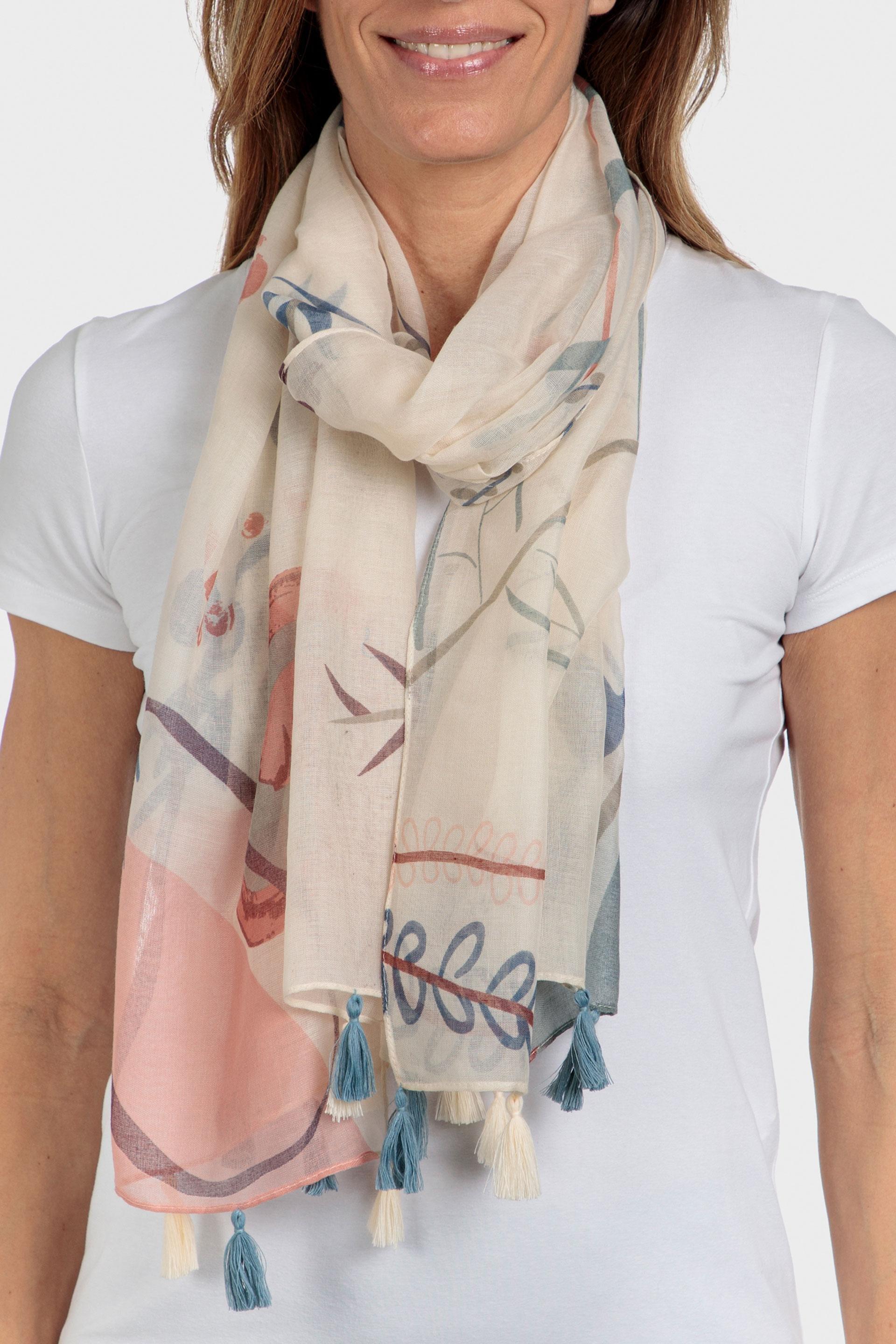 Beige Printed Scarf, , large image number 0