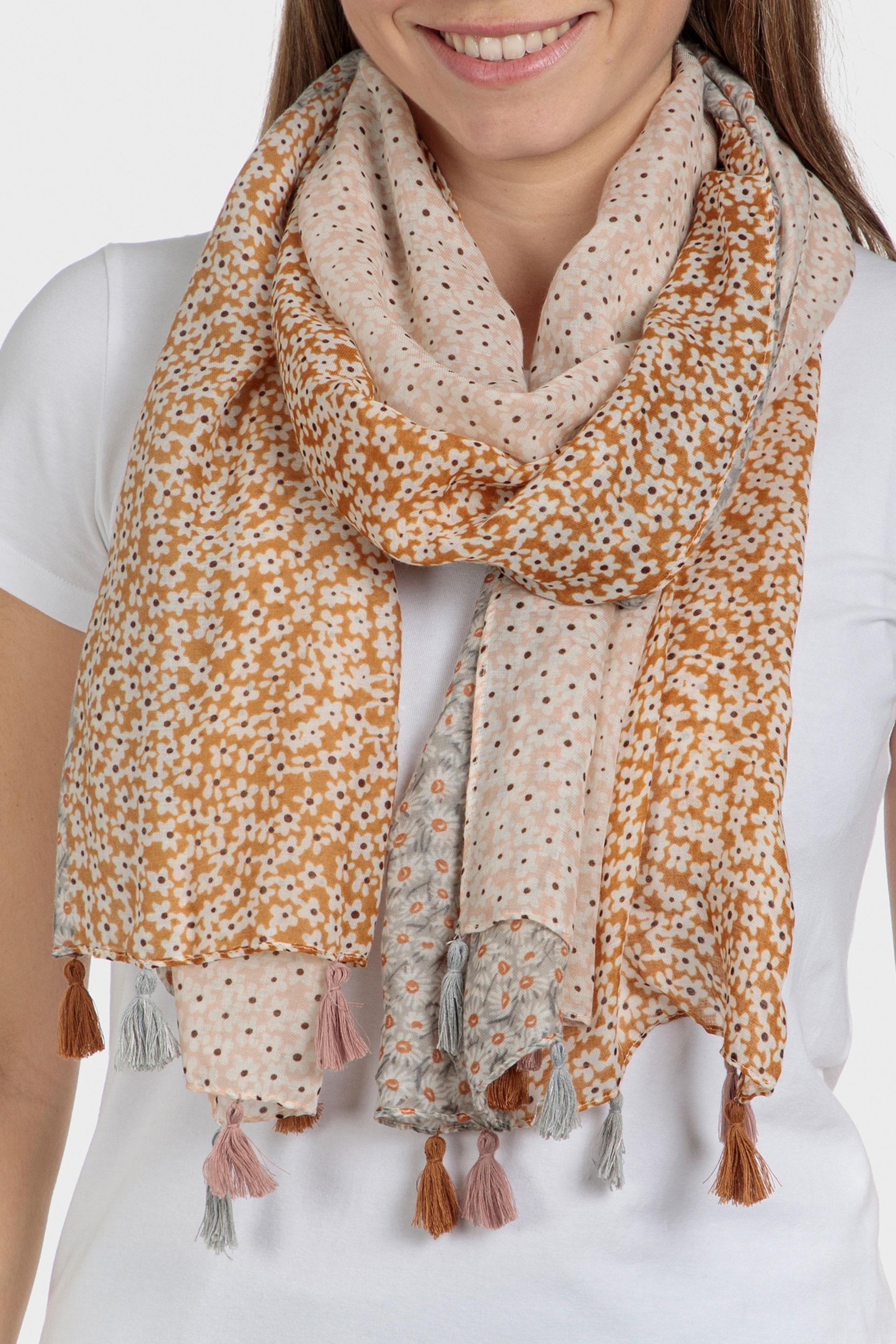 Beige Floral Scarf, , large image number 0