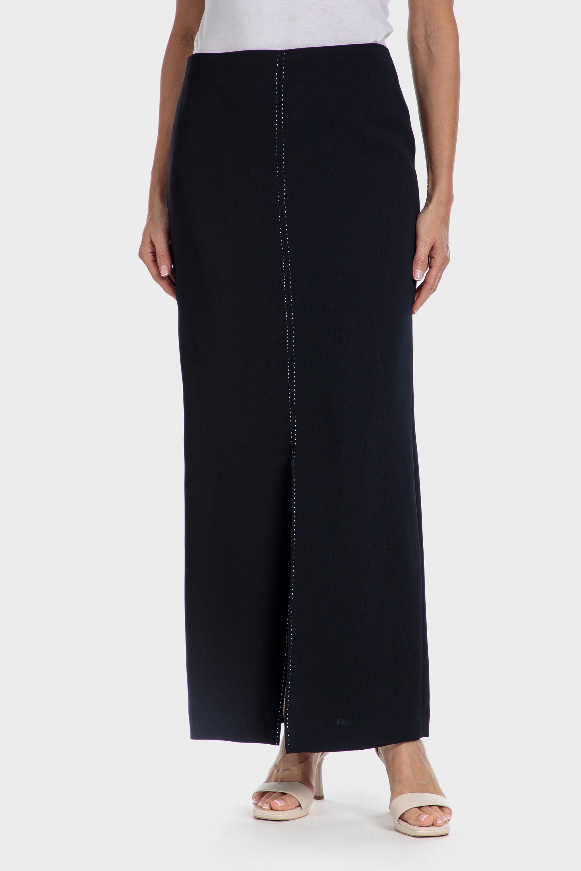 Black Long Crepe Skirt, , large image number 1