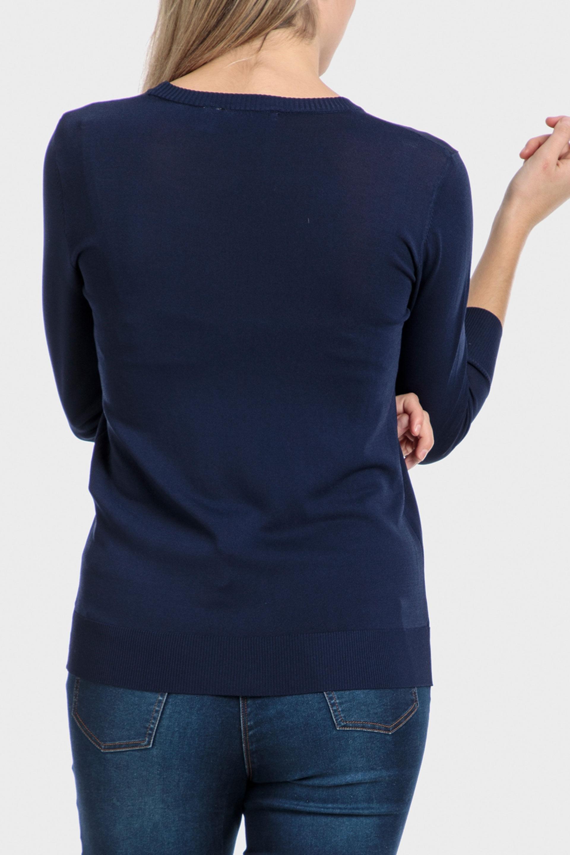 Navy Basic Sweater, , large image number 3