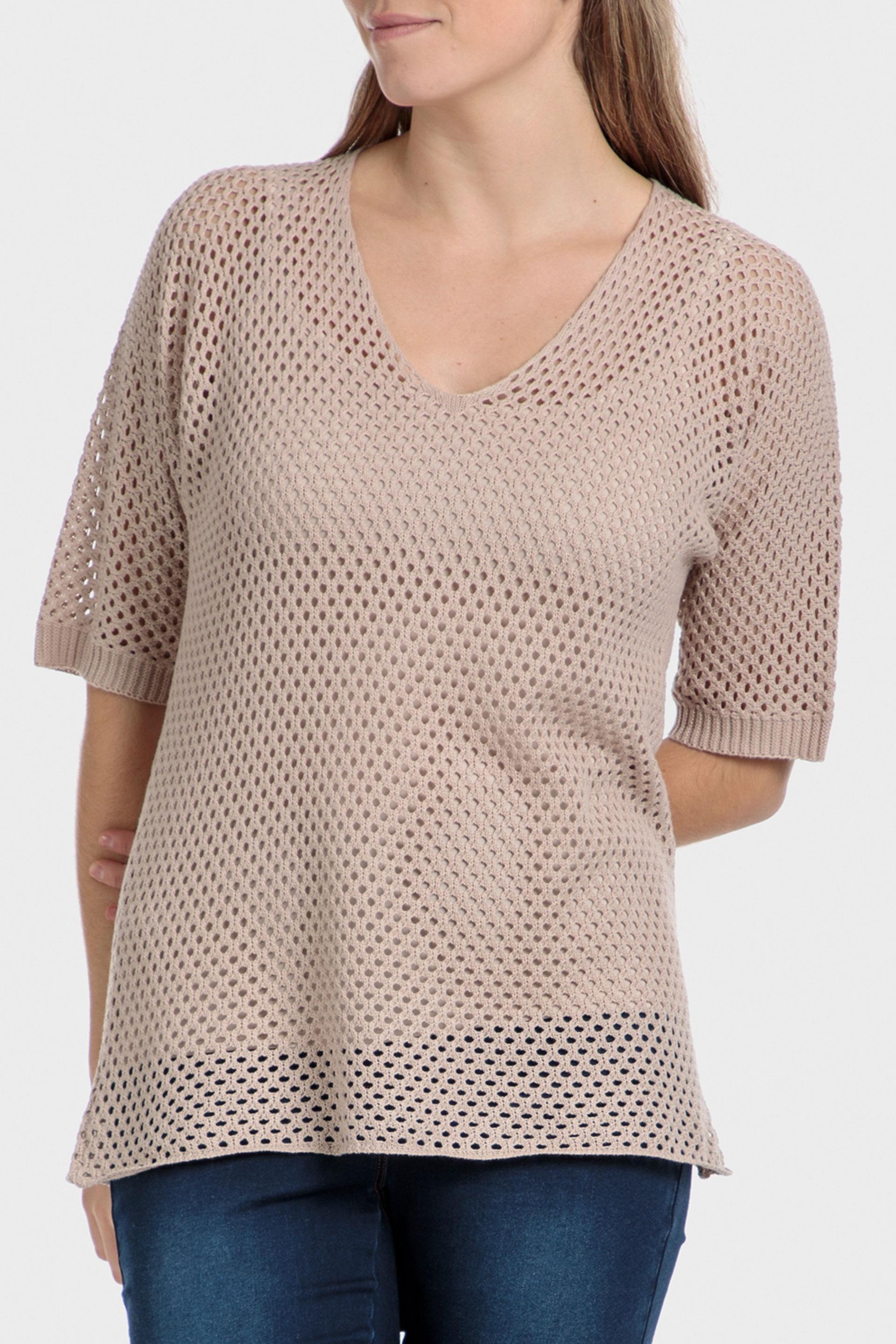 Punt Roma - Beige Open Knit Sweater
