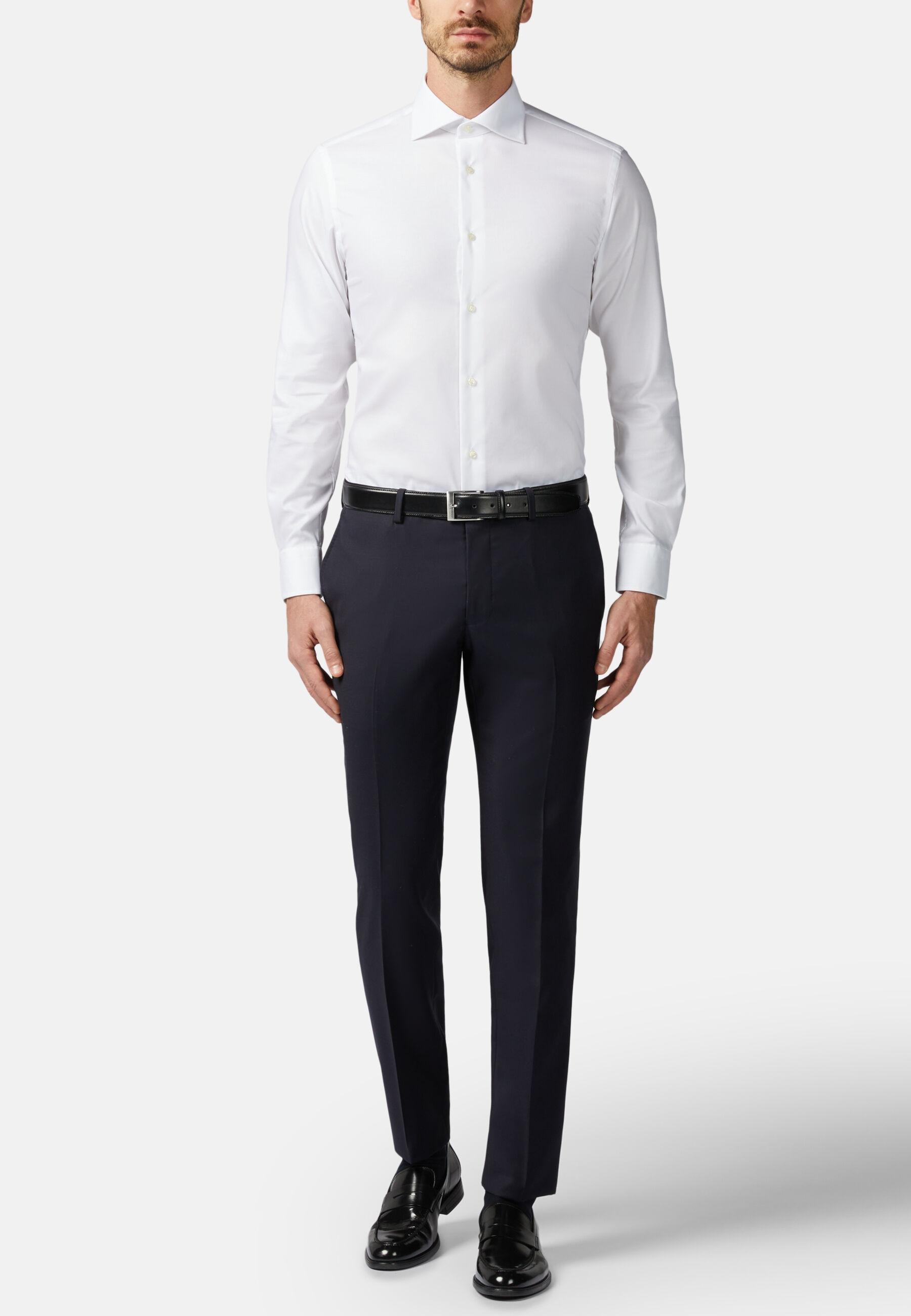 NAVY 120S Wool Trousers Style Duomo, Navy blue, large image number 0