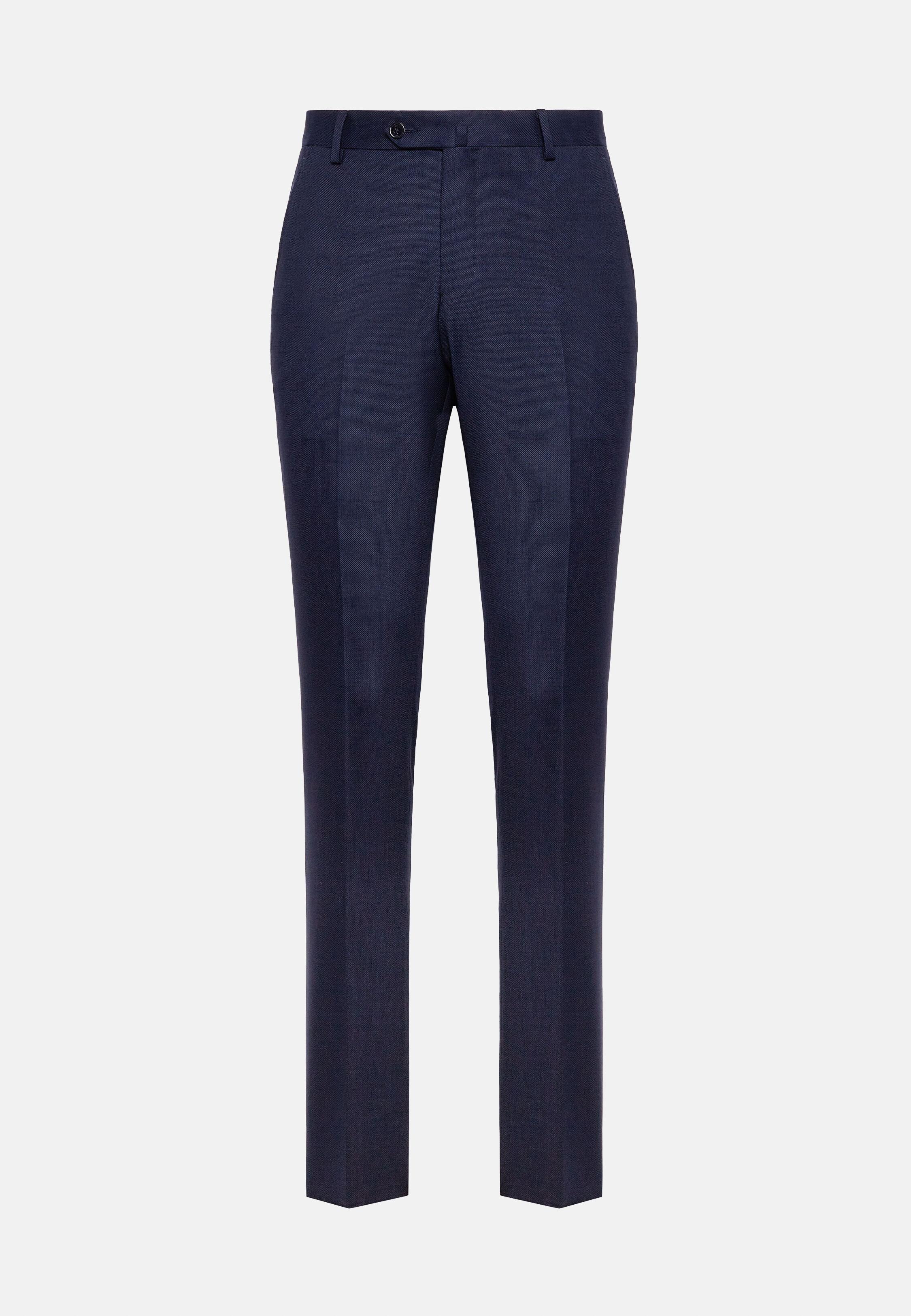 120S Wool Birdseye Trousers Style Luis, Blue, Blue, large image number 1