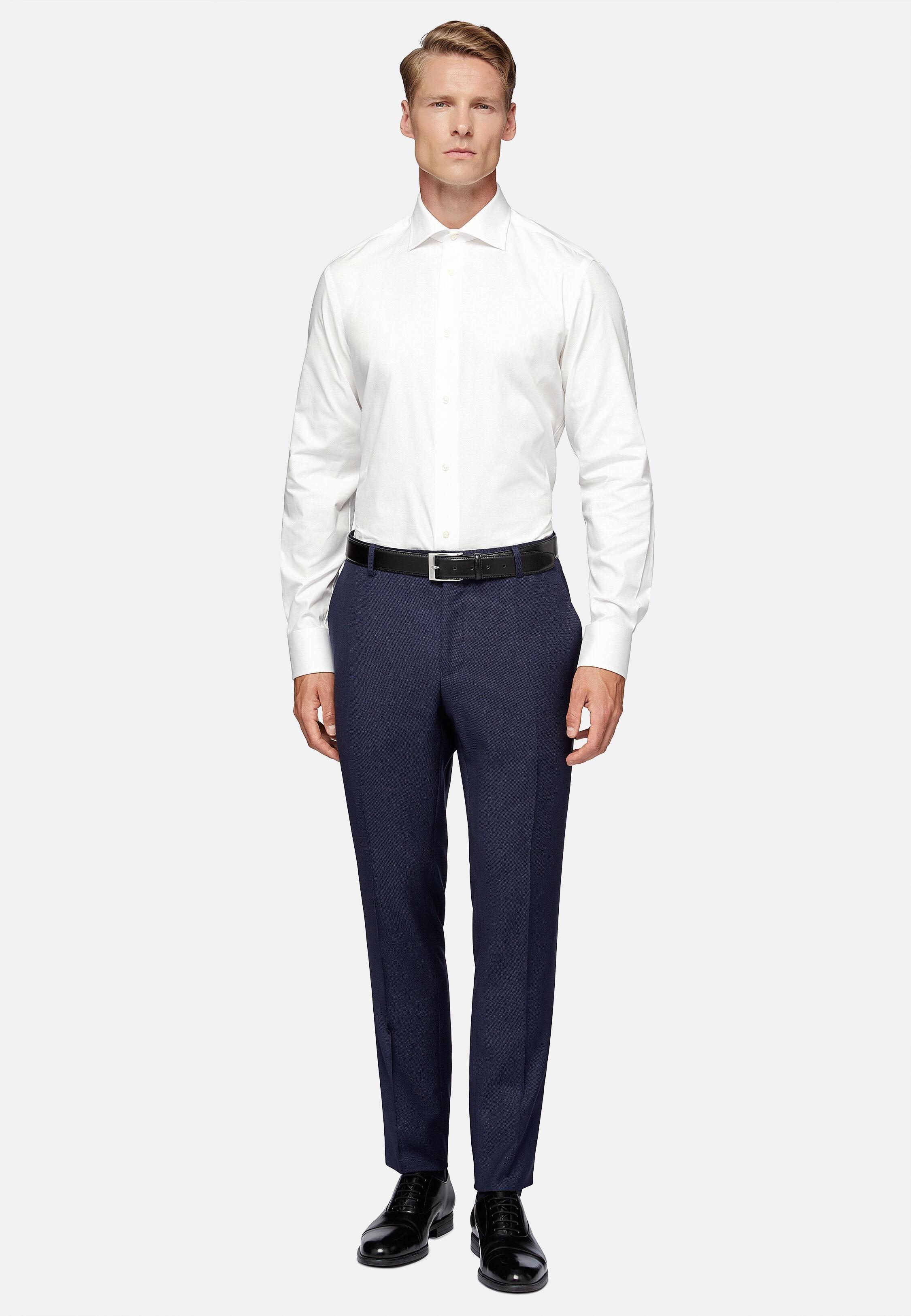120S Wool Birdseye Trousers Style Luis, Blue, Blue, large image number 2
