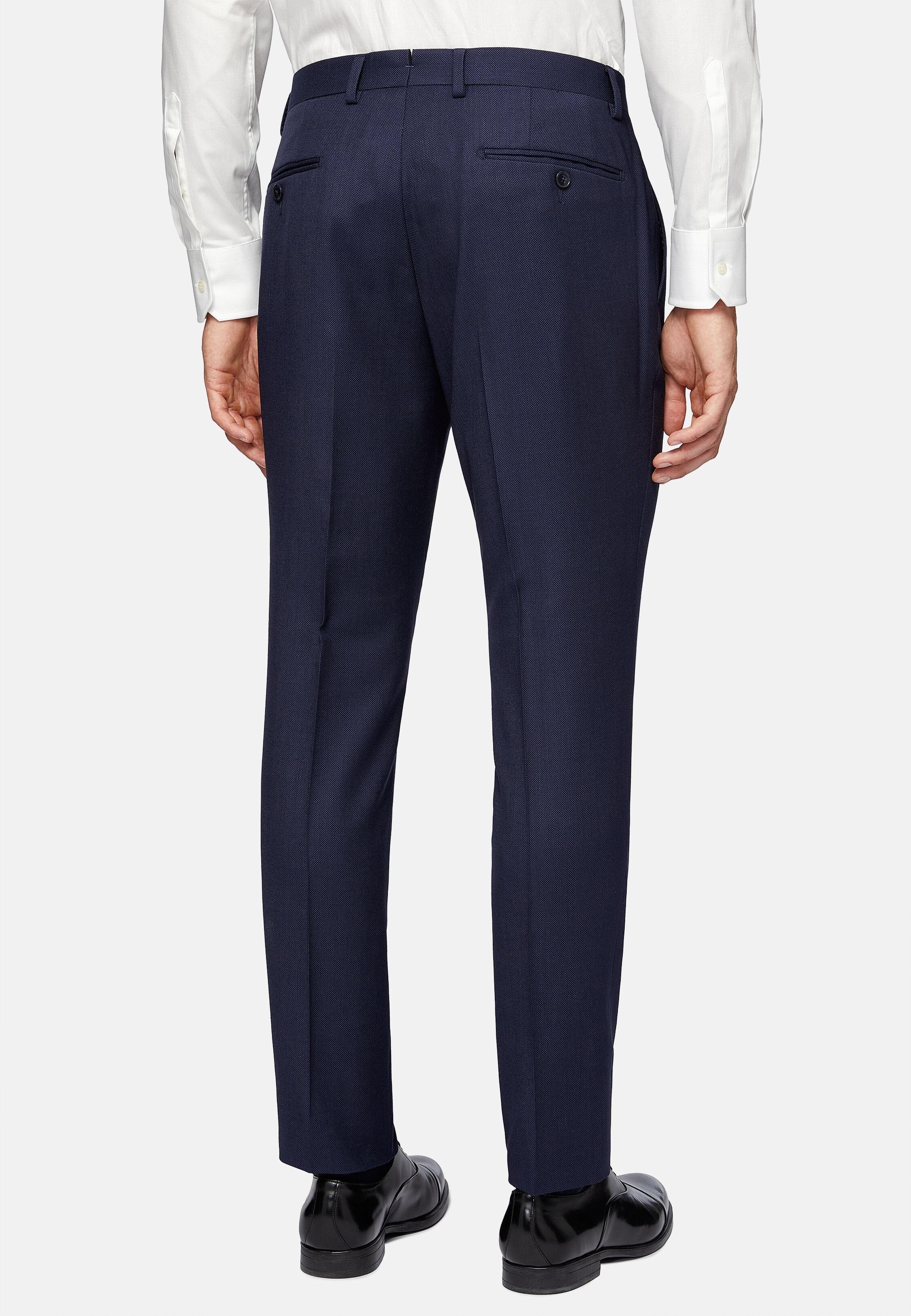 120S Wool Birdseye Trousers Style Luis, Blue, Blue, large image number 3