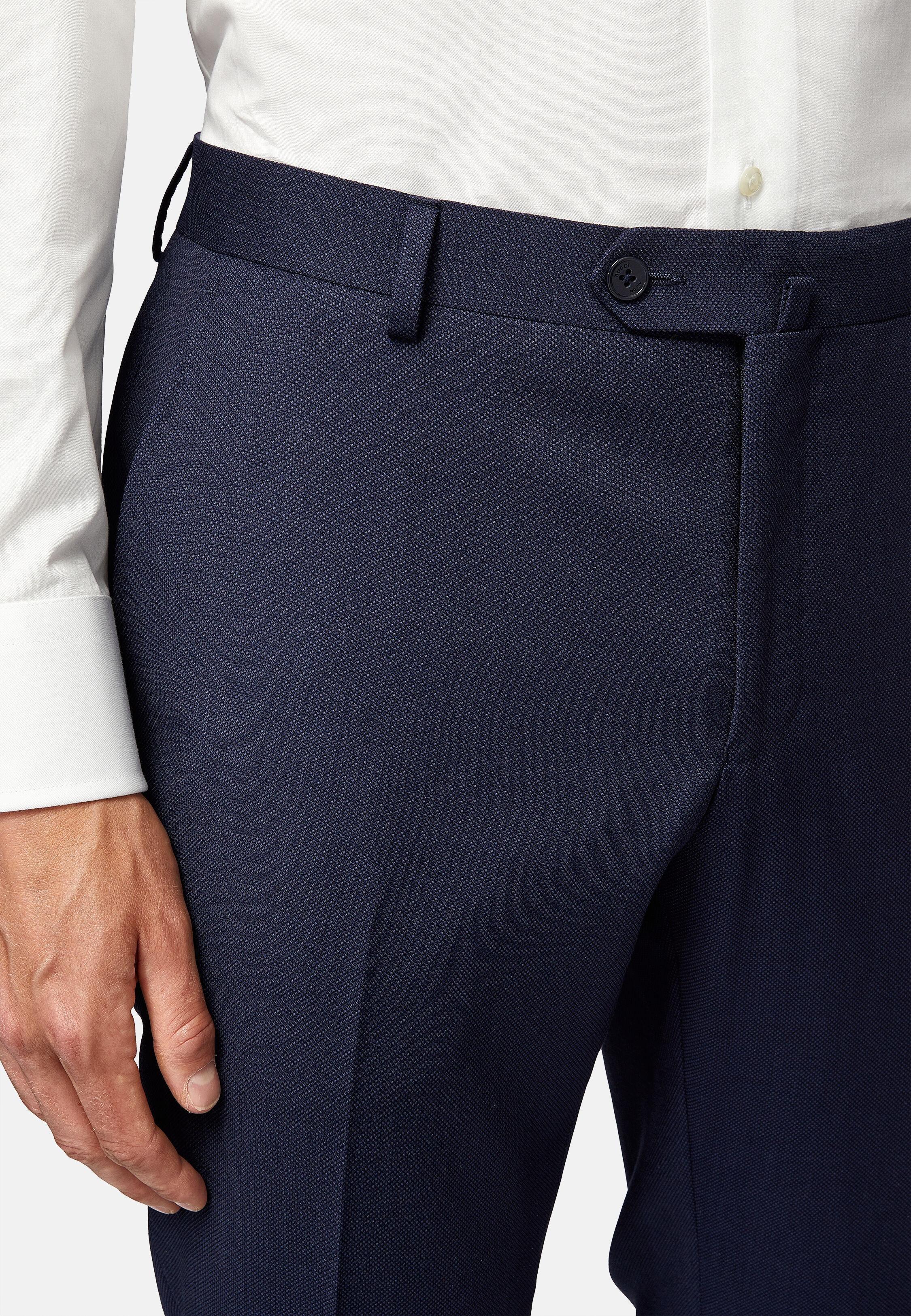 120S Wool Birdseye Trousers Style Luis, Blue, Blue, large image number 4