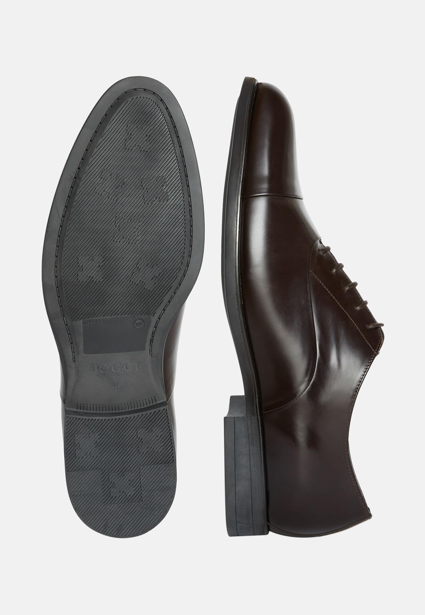 DKBR Leather Oxford Shoes, Dark brown, large image number 0