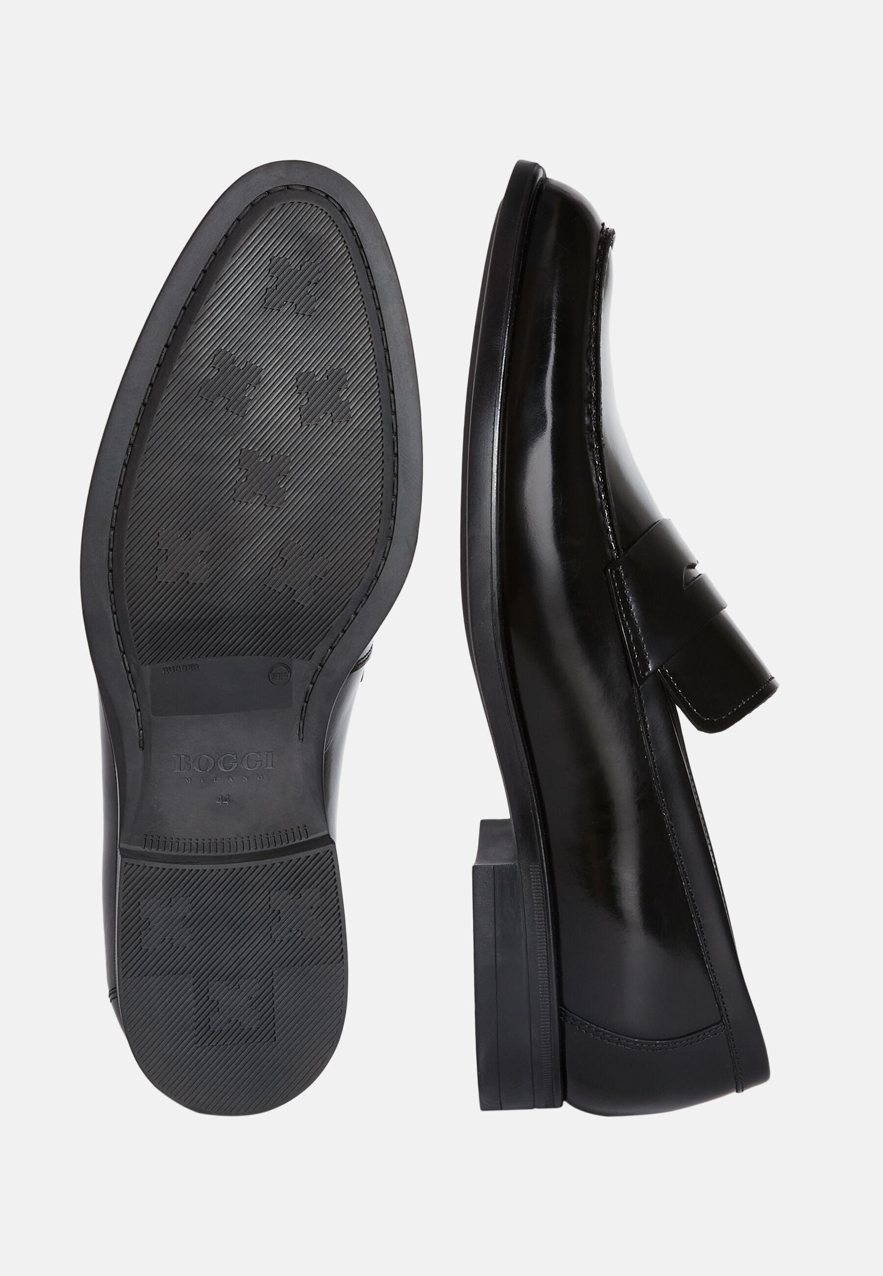 Leather Loafer Shoes Black, 3901_BLAC, medium