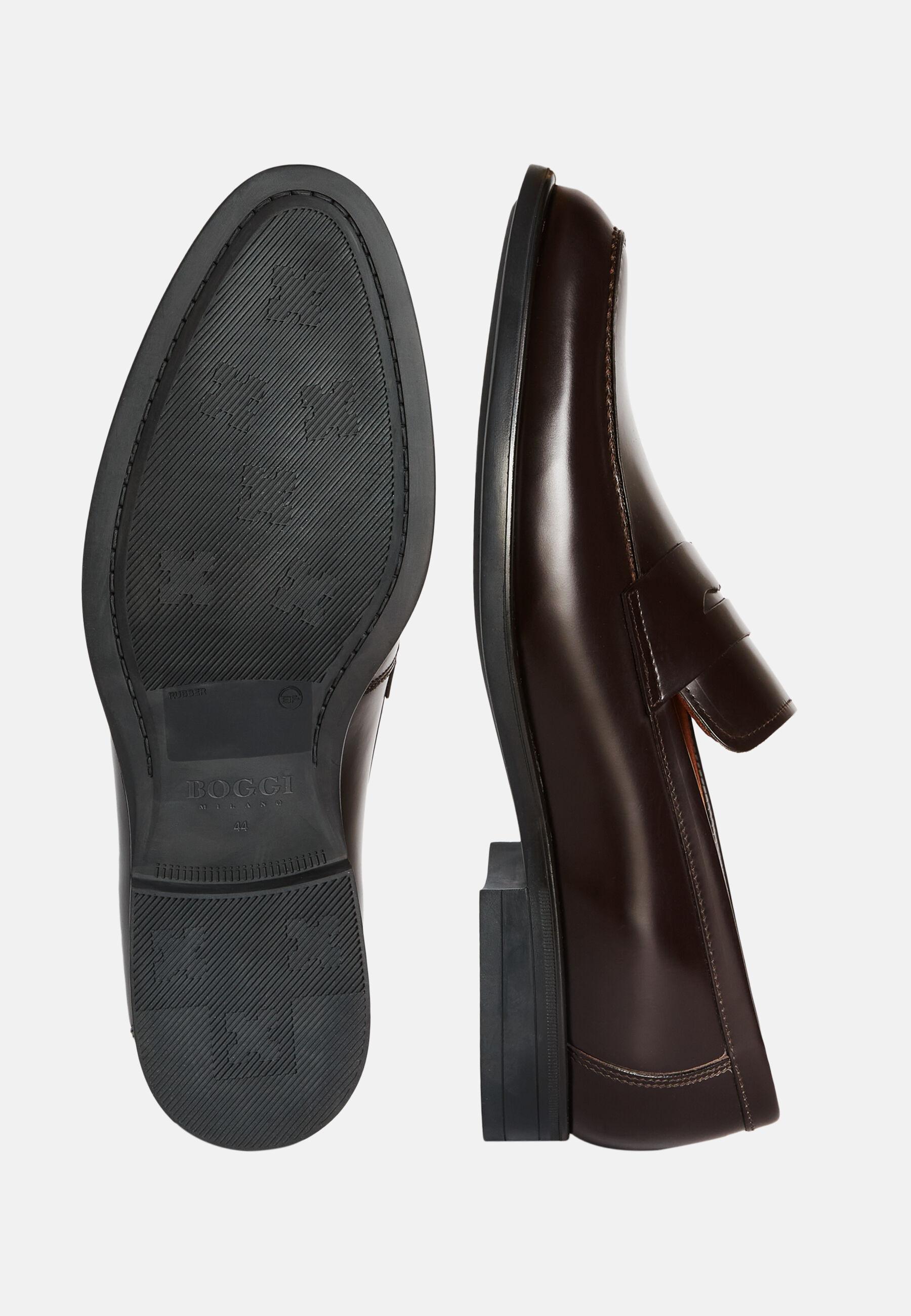 DKBR Leather Loafer Shoes, Dark brown, large image number 0