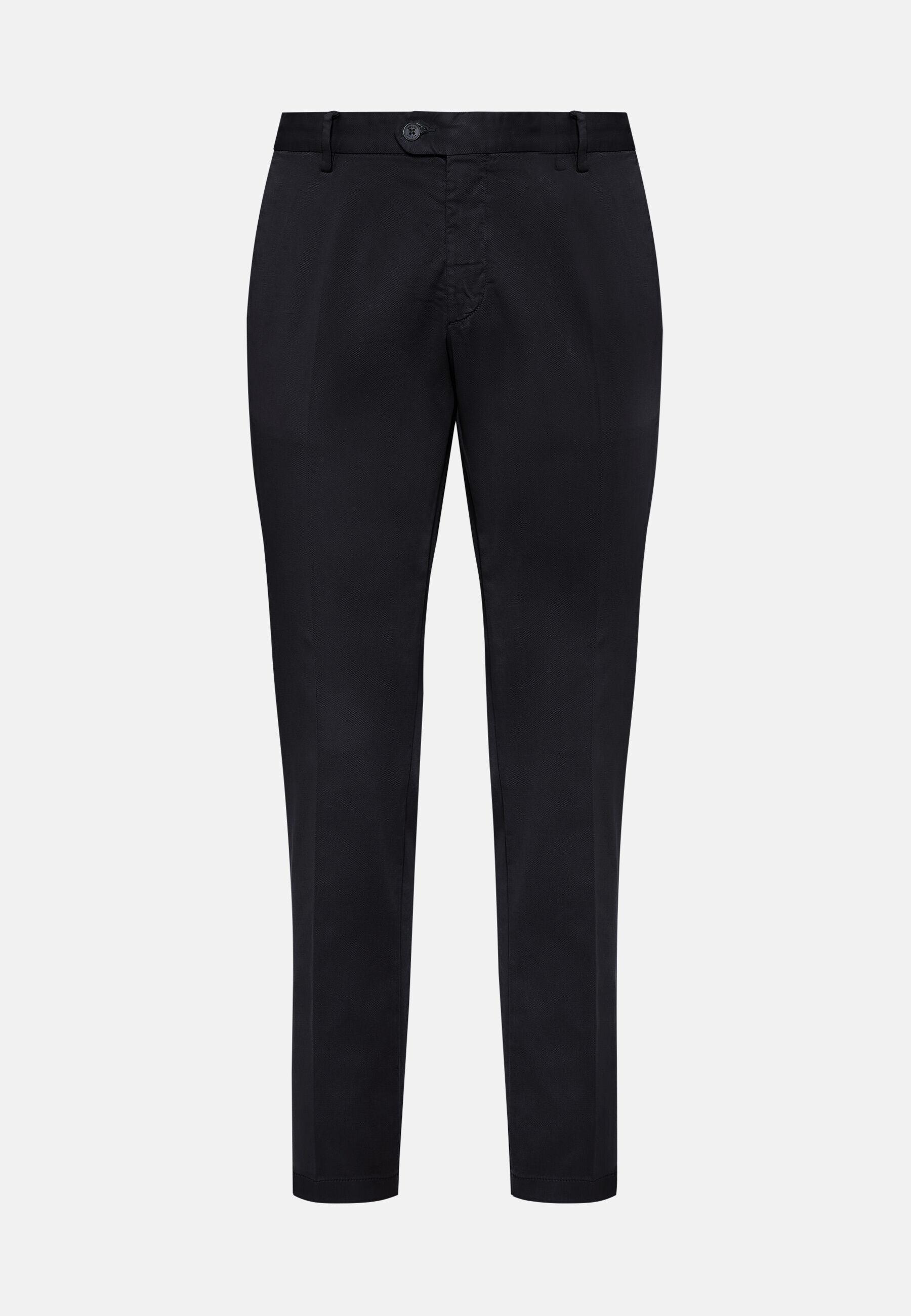 Trousers in Stretch Cotton TENCEL Panama, Navy Blue, Navy blue, large image number 1
