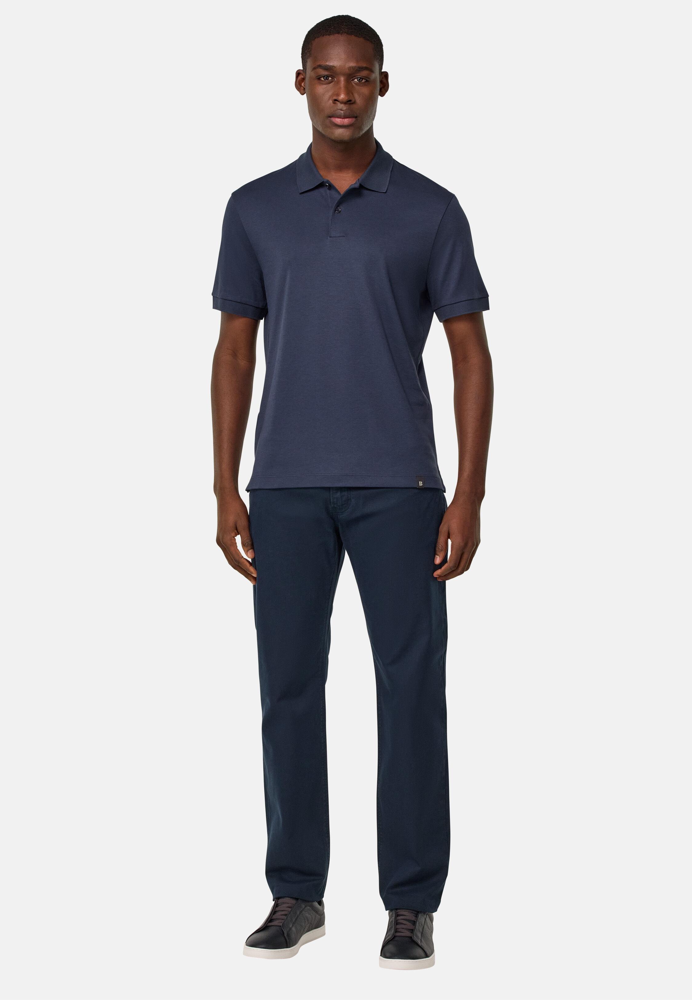 NAVY Stretch Cotton 5-Pocket Trousers, Navy blue, large image number 1