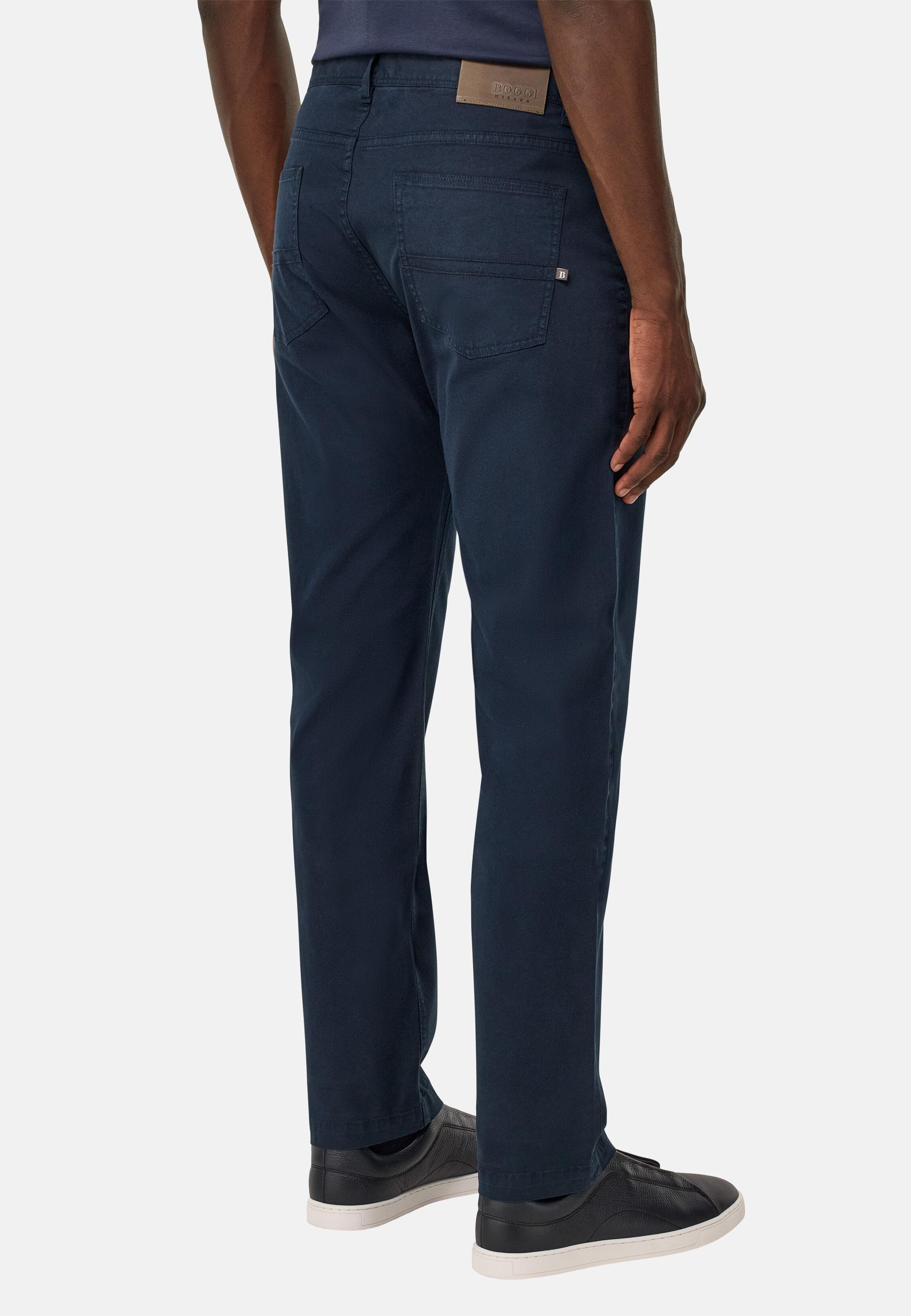 NAVY Stretch Cotton 5-Pocket Trousers, Navy blue, large image number 2