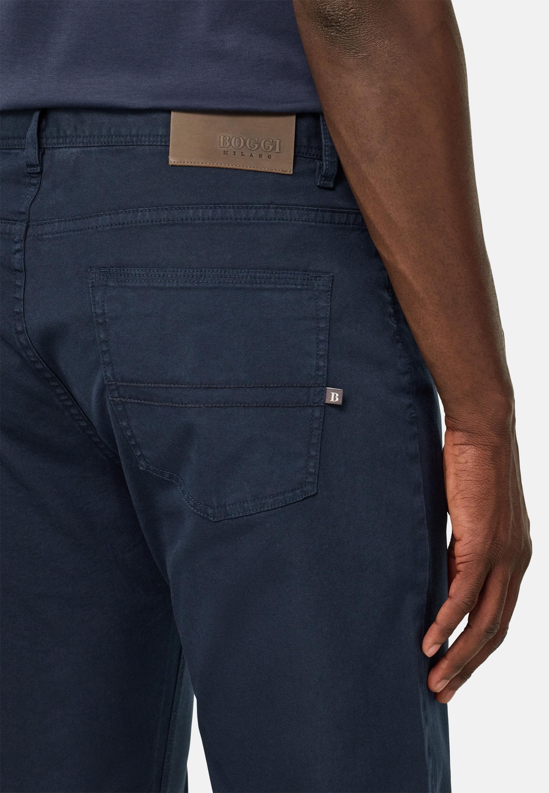 NAVY Stretch Cotton 5-Pocket Trousers, Navy blue, large image number 3