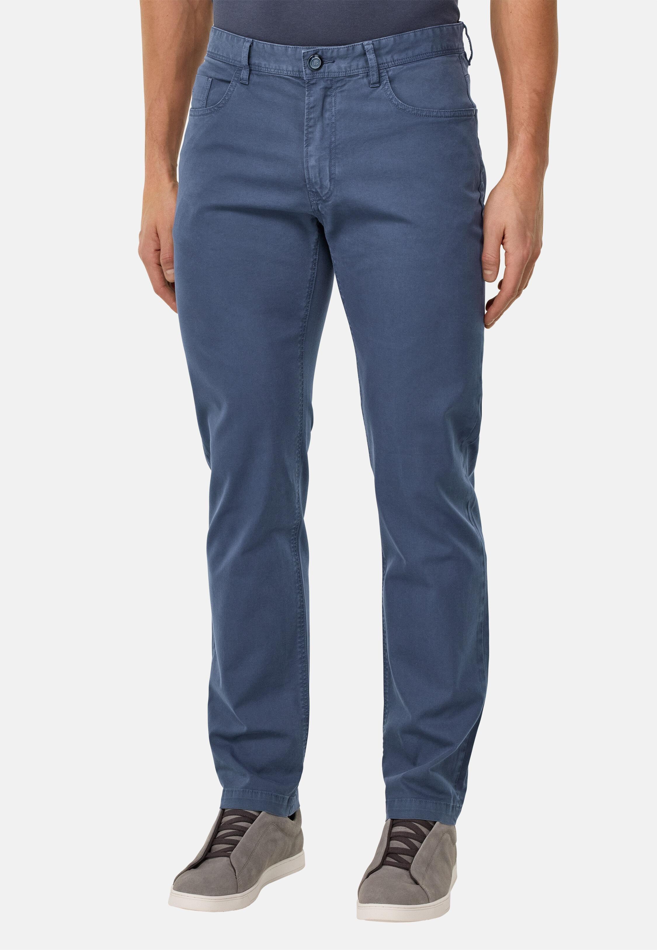 AIRB Stretch Cotton 5-Pocket Trousers, Air-blue, large image number 0