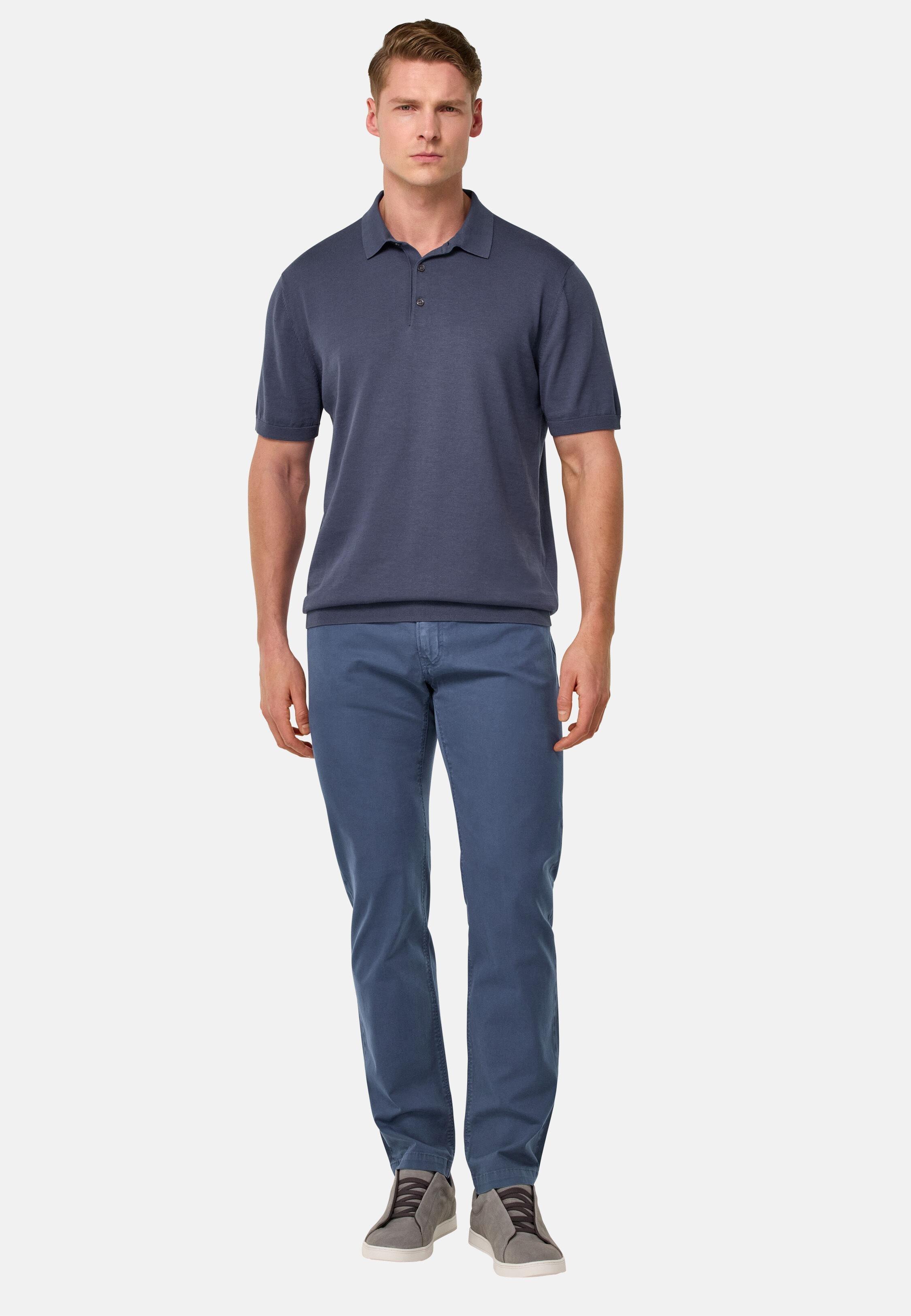 AIRB Stretch Cotton 5-Pocket Trousers, Air-blue, large image number 1