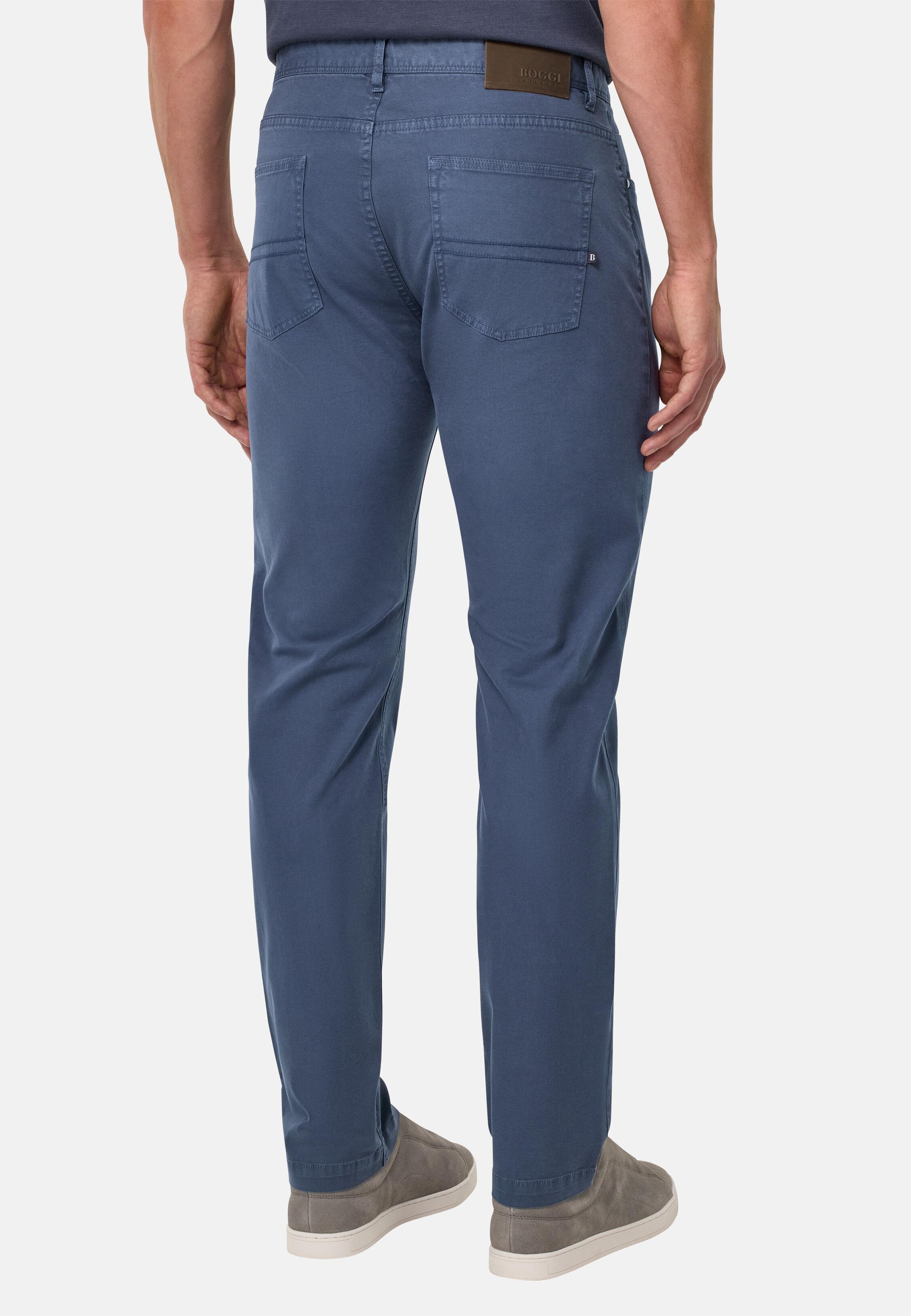 AIRB Stretch Cotton 5-Pocket Trousers, Air-blue, large image number 2