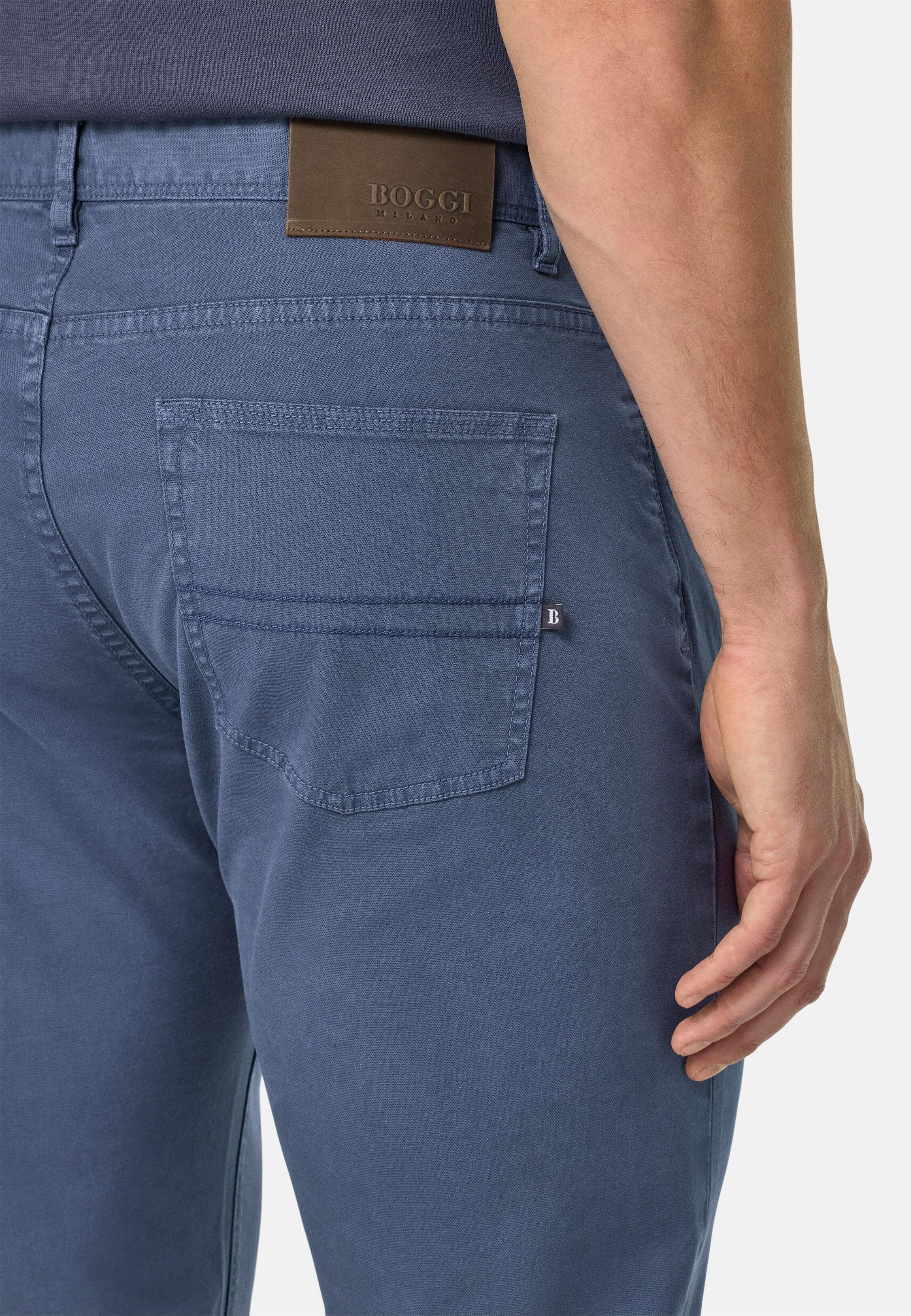 AIRB Stretch Cotton 5-Pocket Trousers, Air-blue, large image number 3