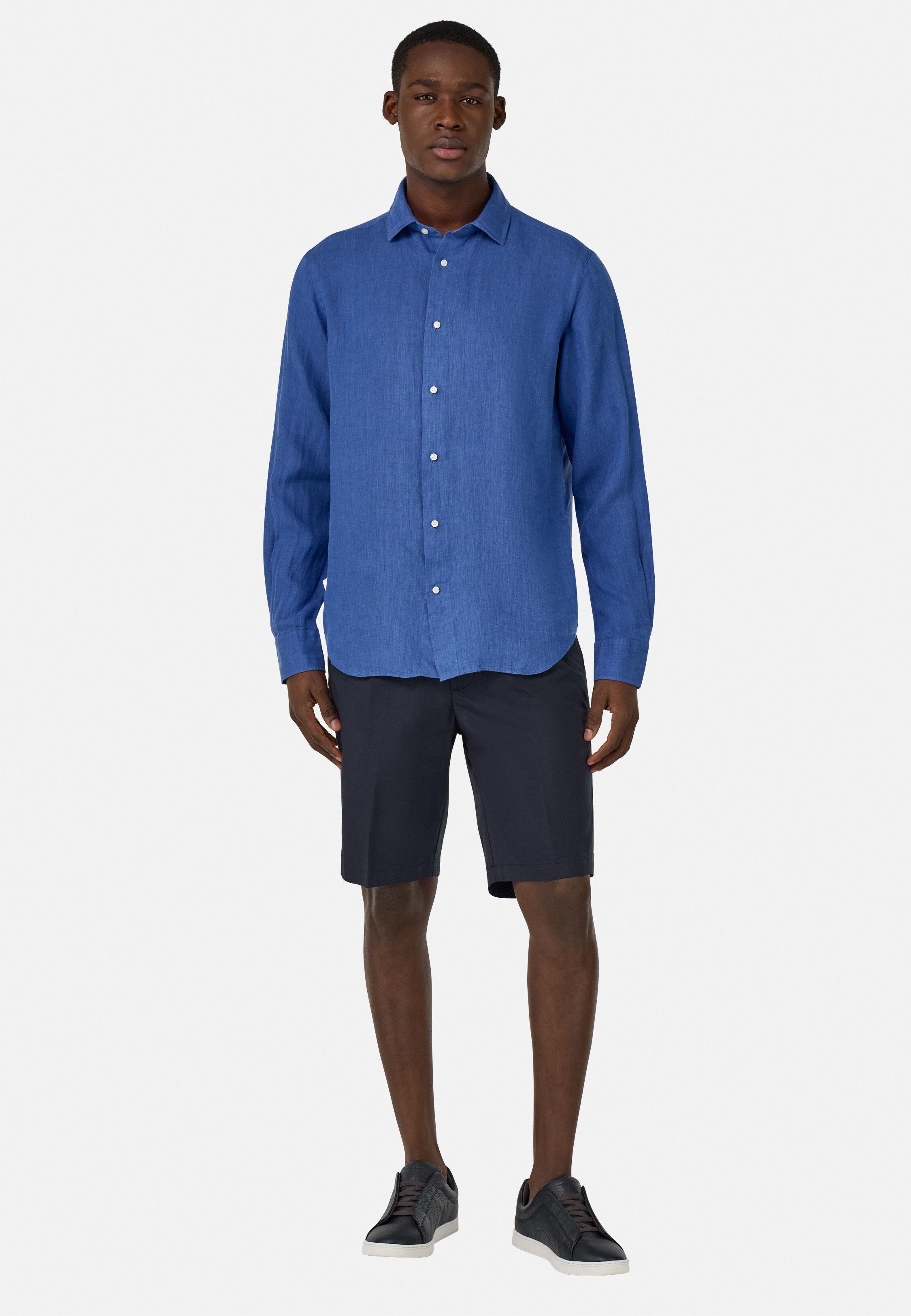 NAVY Stretch Cotton Bermuda Shorts, Navy blue, large image number 1