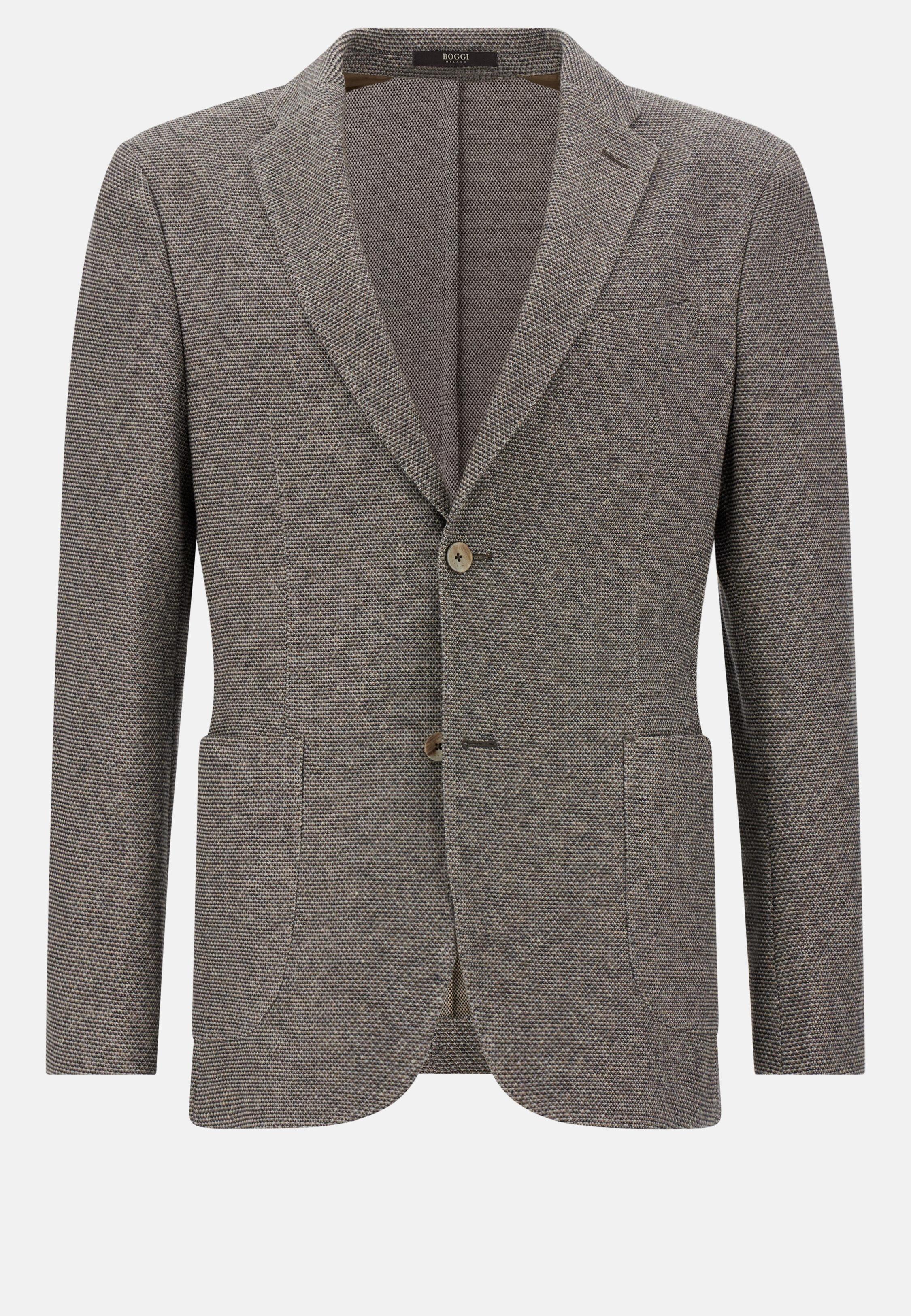 TAUP Structured Cotton and Linen Jersey Blazer, Taupe, large image number 3