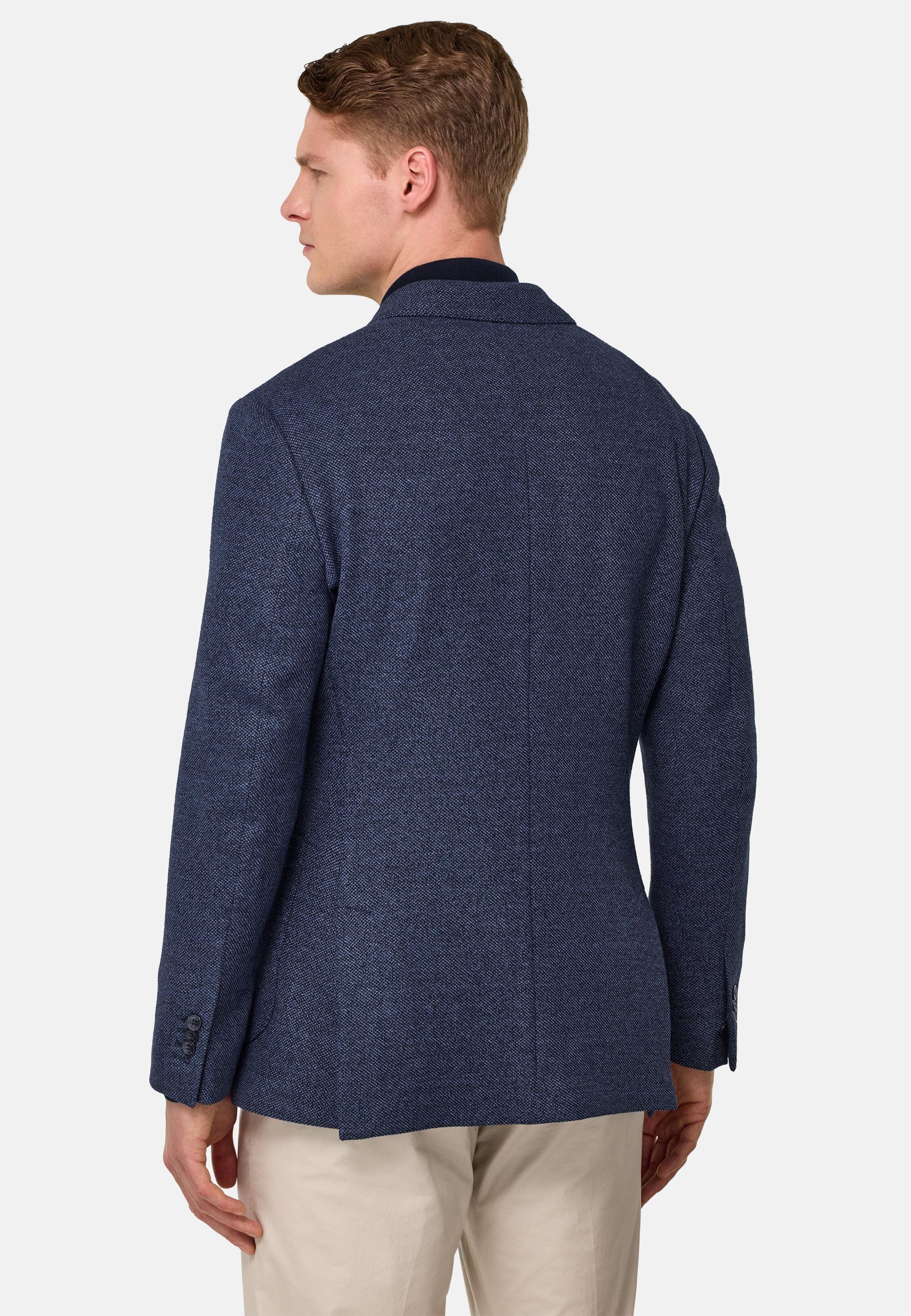 BLUE Structured Cotton Jersey Blazer, Blue, large image number 1