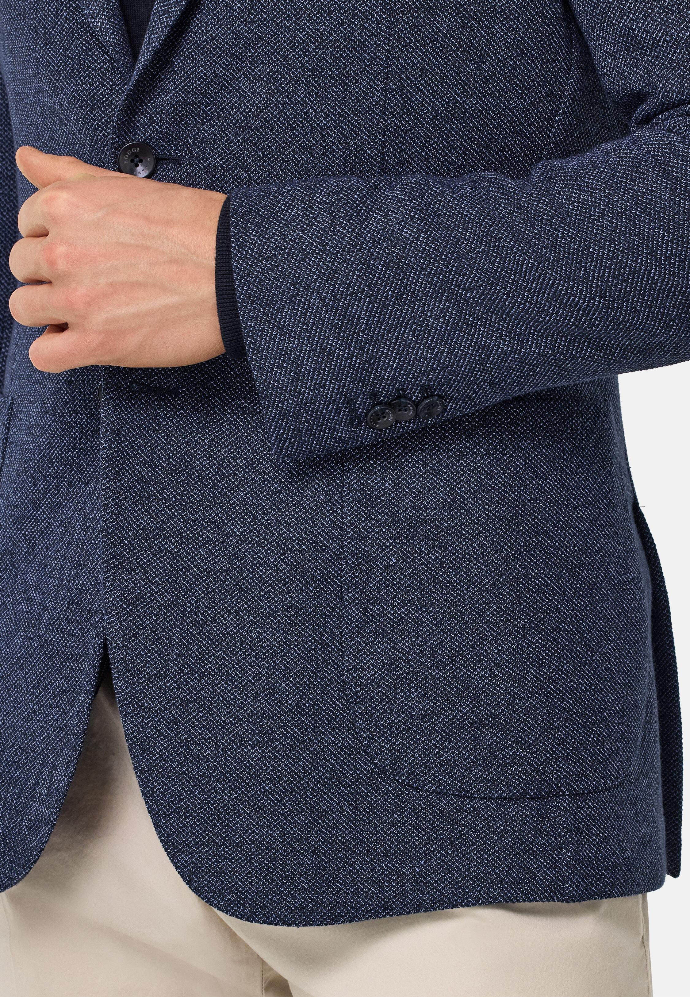 BLUE Structured Cotton Jersey Blazer, Blue, large image number 2