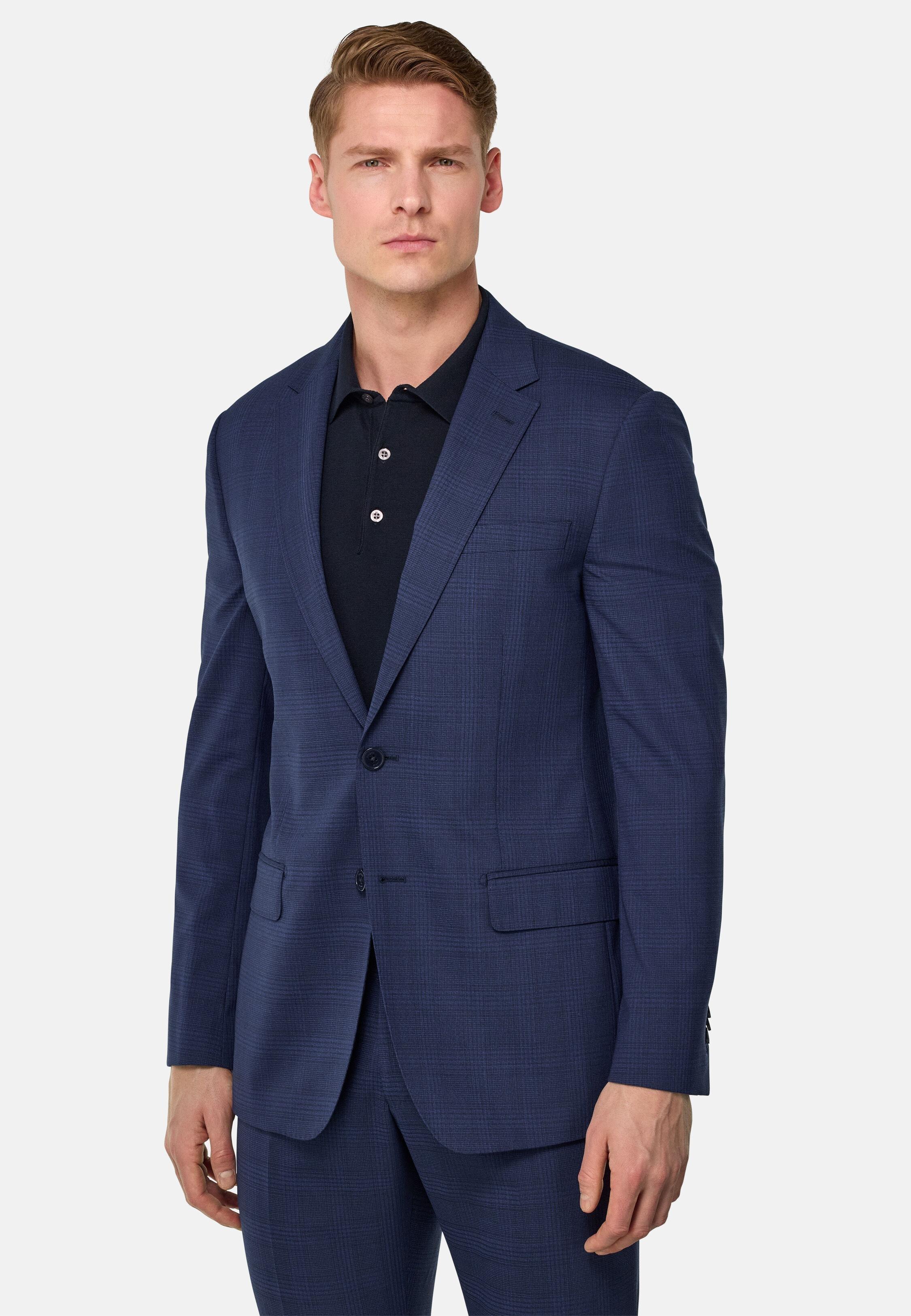 NAVY Stretch Wool Blend Suit, Navy blue, large image number 0