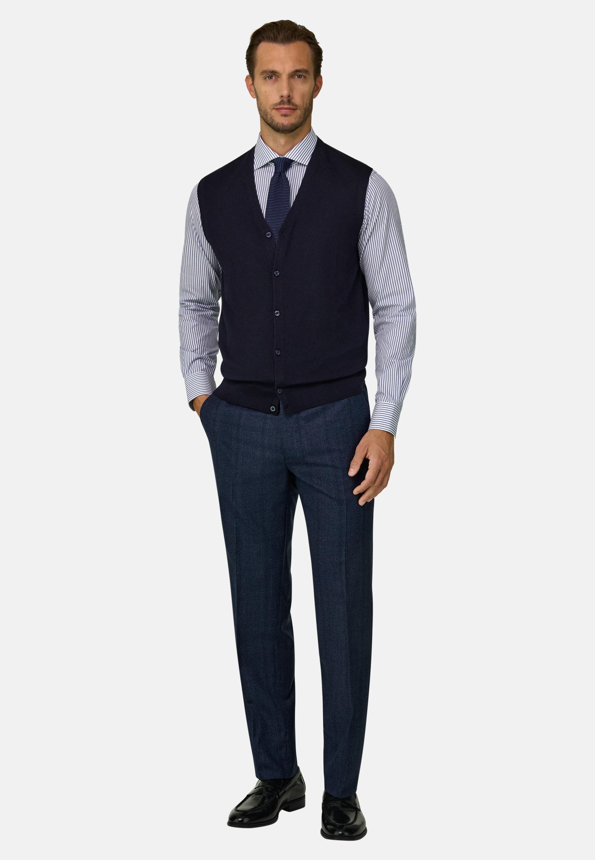 Merino Wool Knitted Gilet Navy blue, Navy blue, medium