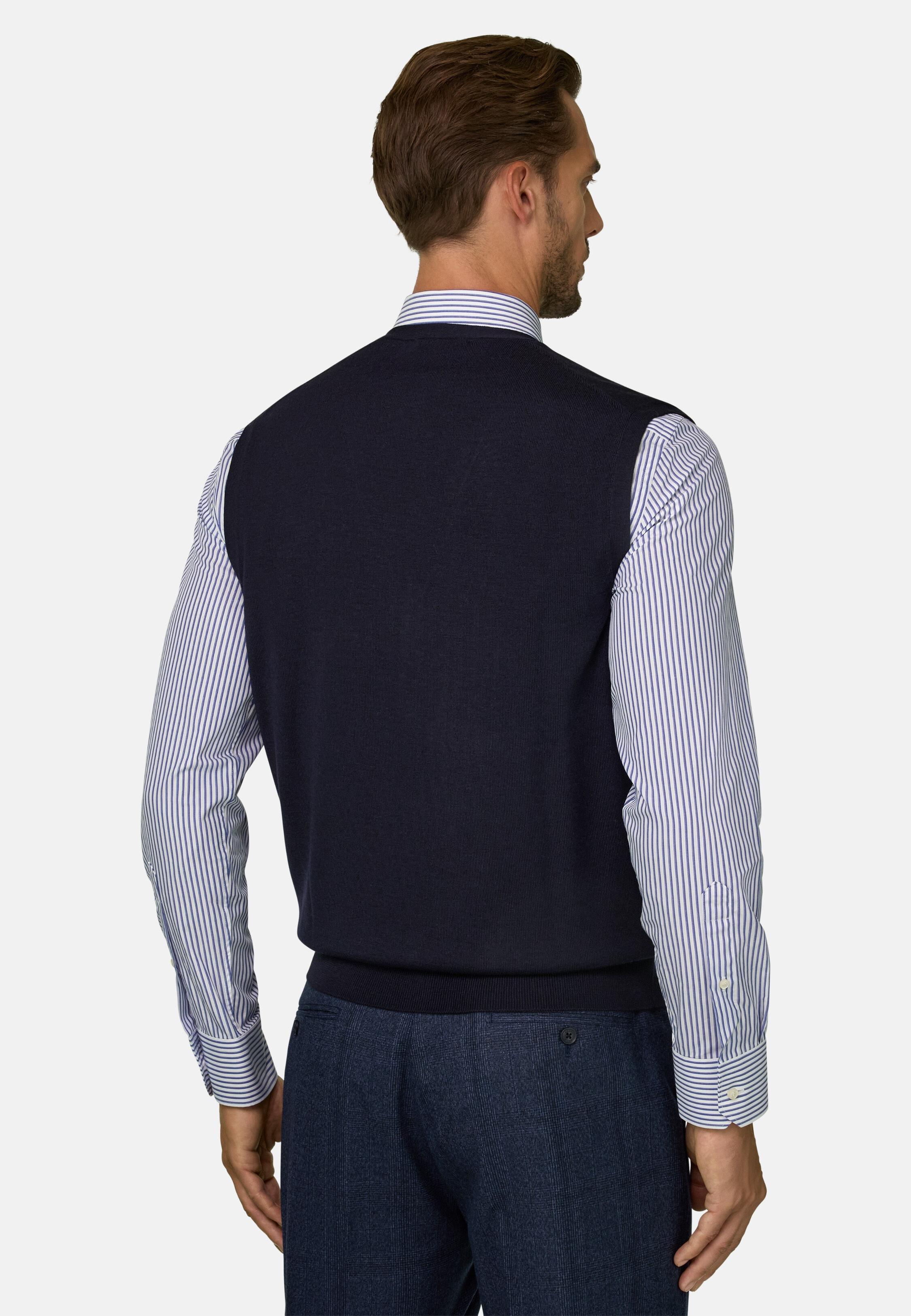 Merino Wool Knitted Gilet Navy blue, Navy blue, medium