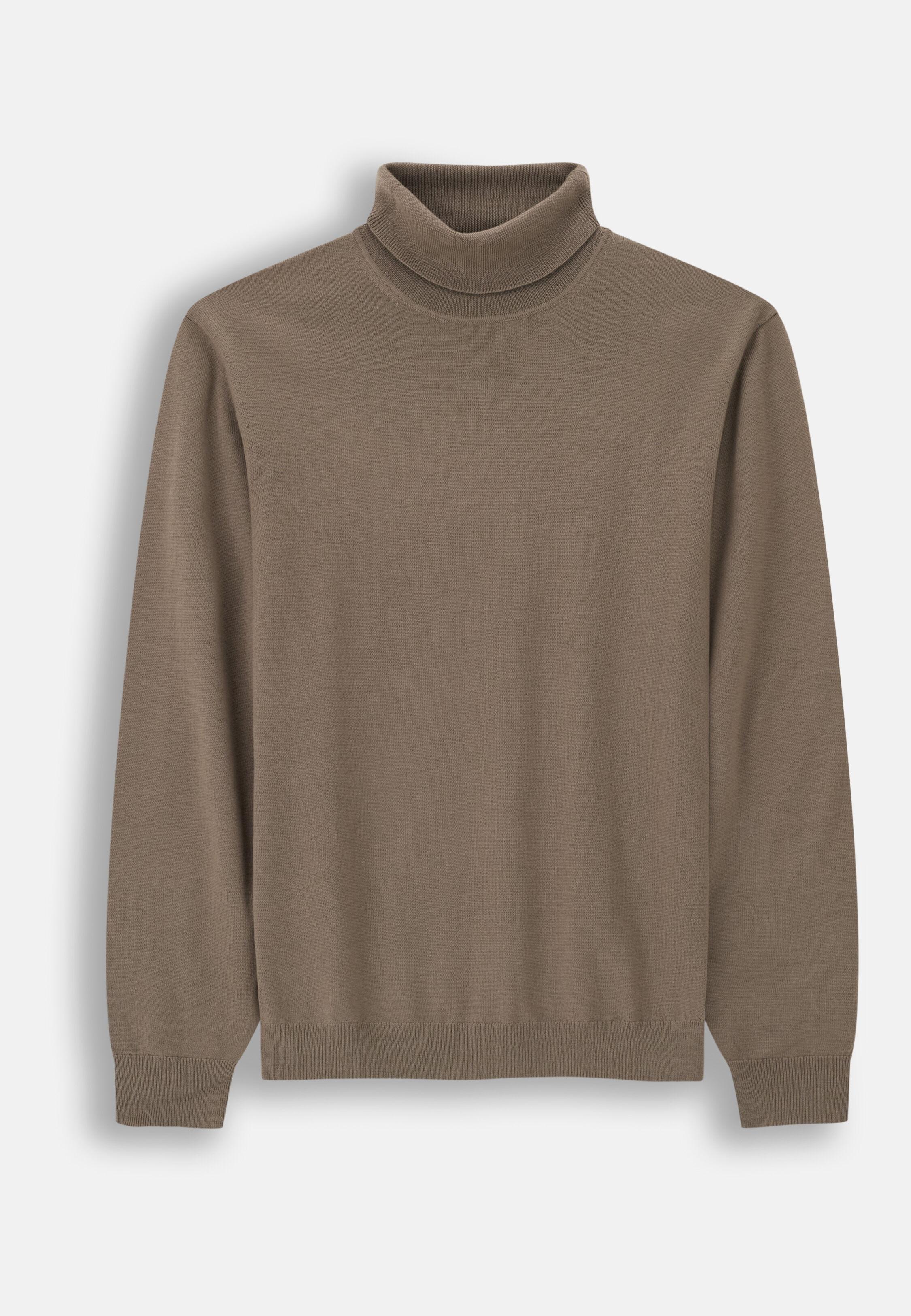 Turtleneck Jumper in Merino Wool, Taupe, Taupe, large image number 3