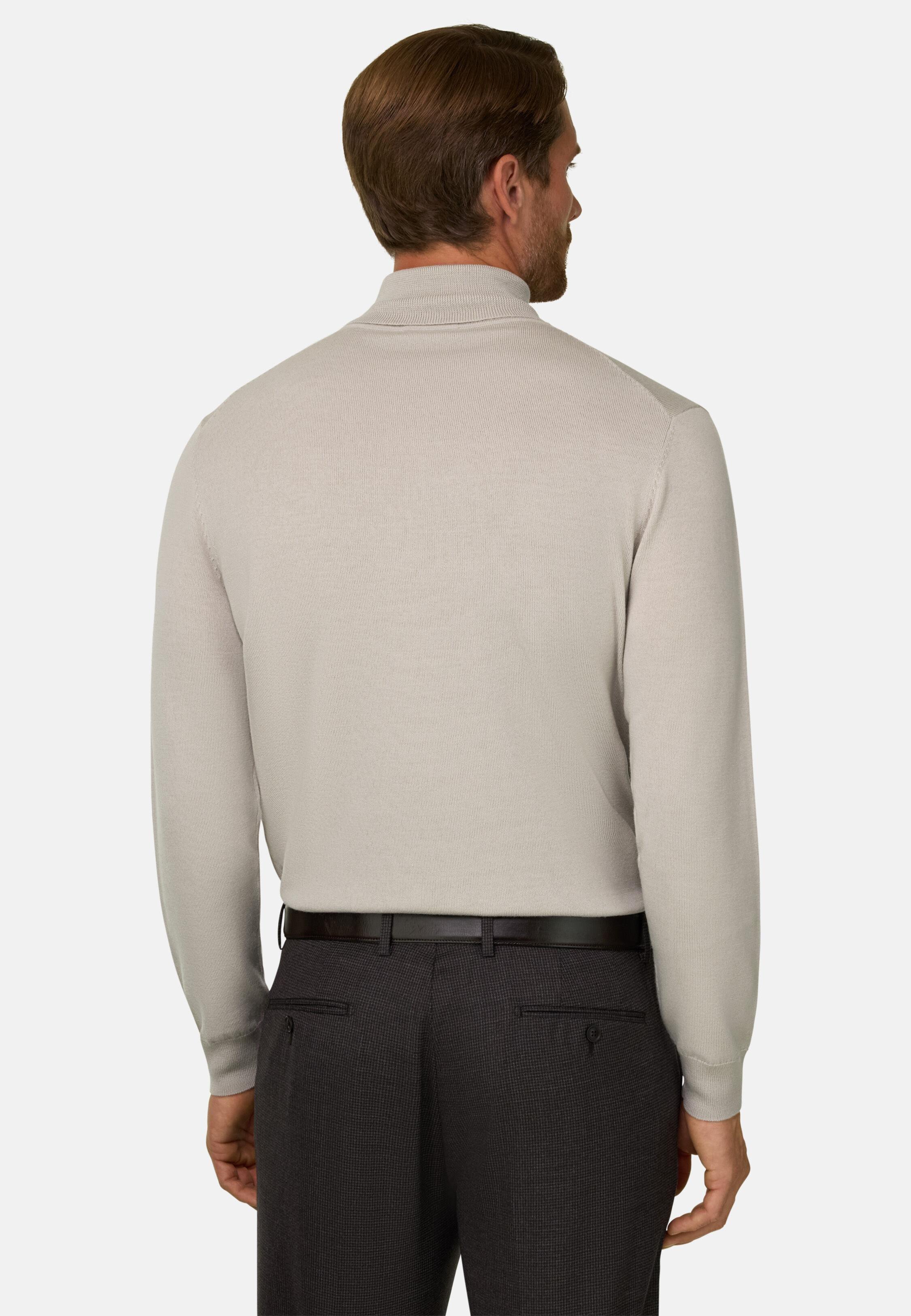 Turtleneck Jumper in Merino Wool, Sand, Sand, medium