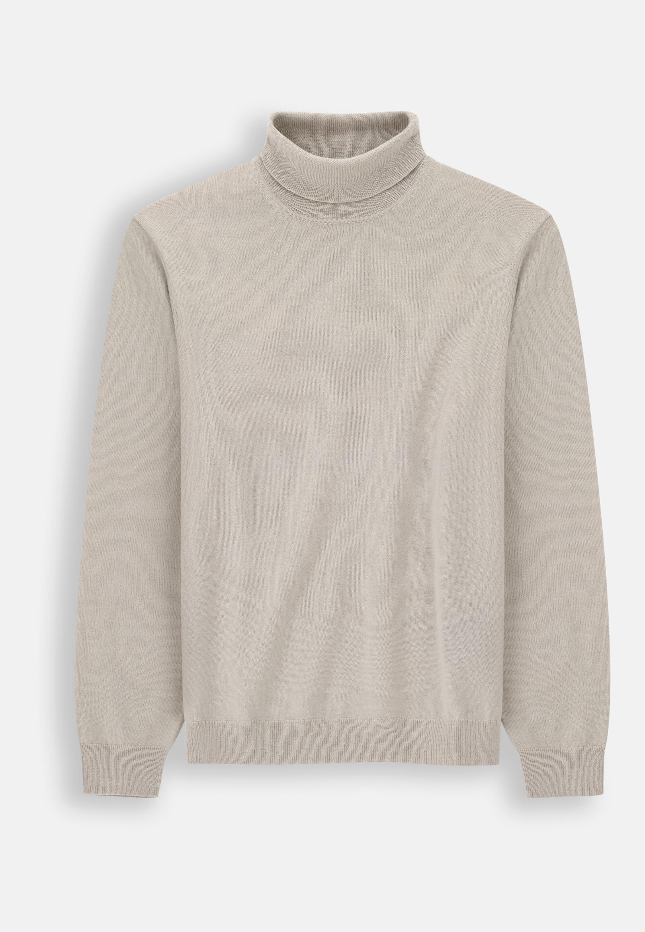 Turtleneck Jumper in Merino Wool, Sand, Sand, large image number 3