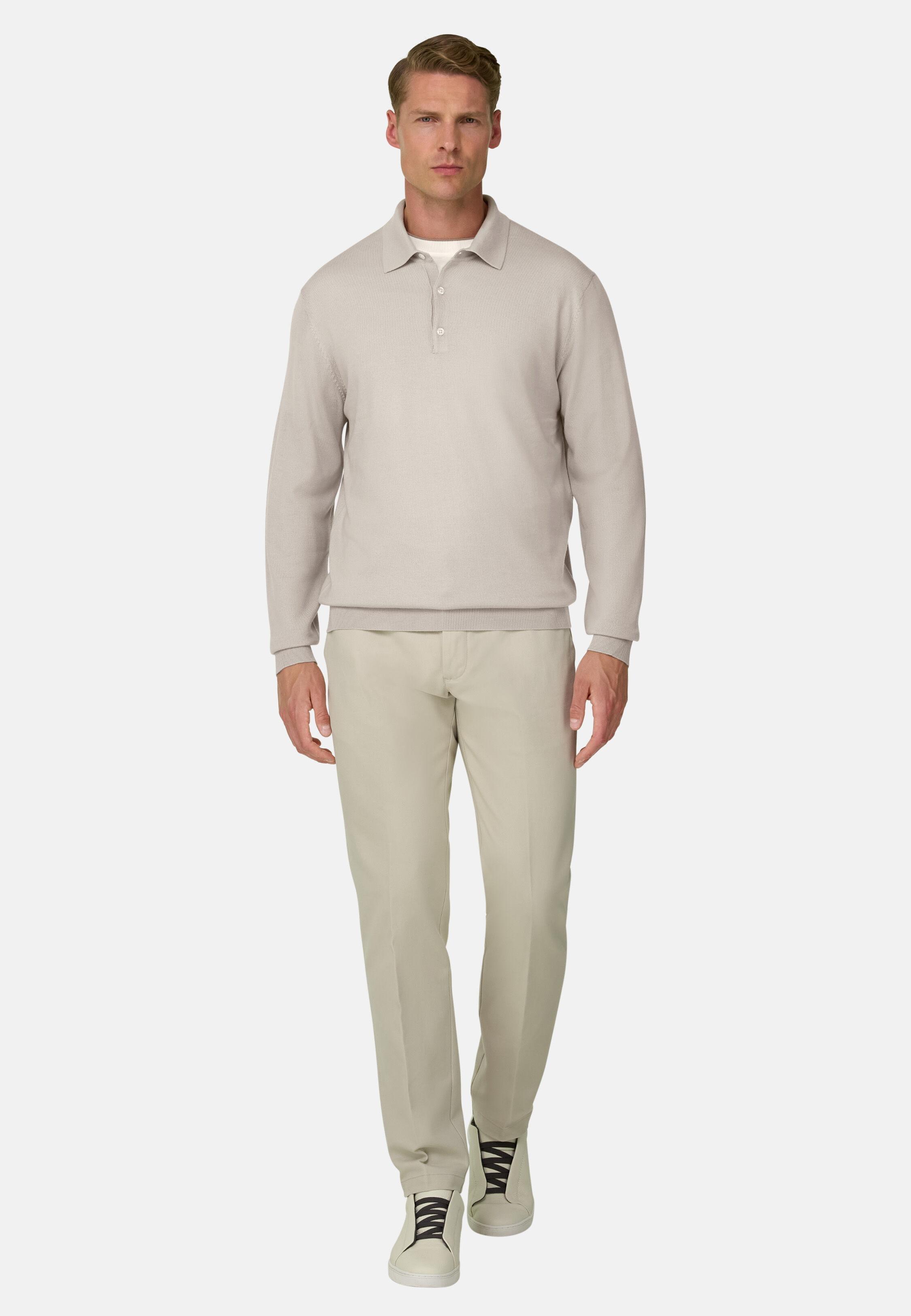 Knitted Polo Shirt in Merino Wool, Sand, Sand, large image number 0