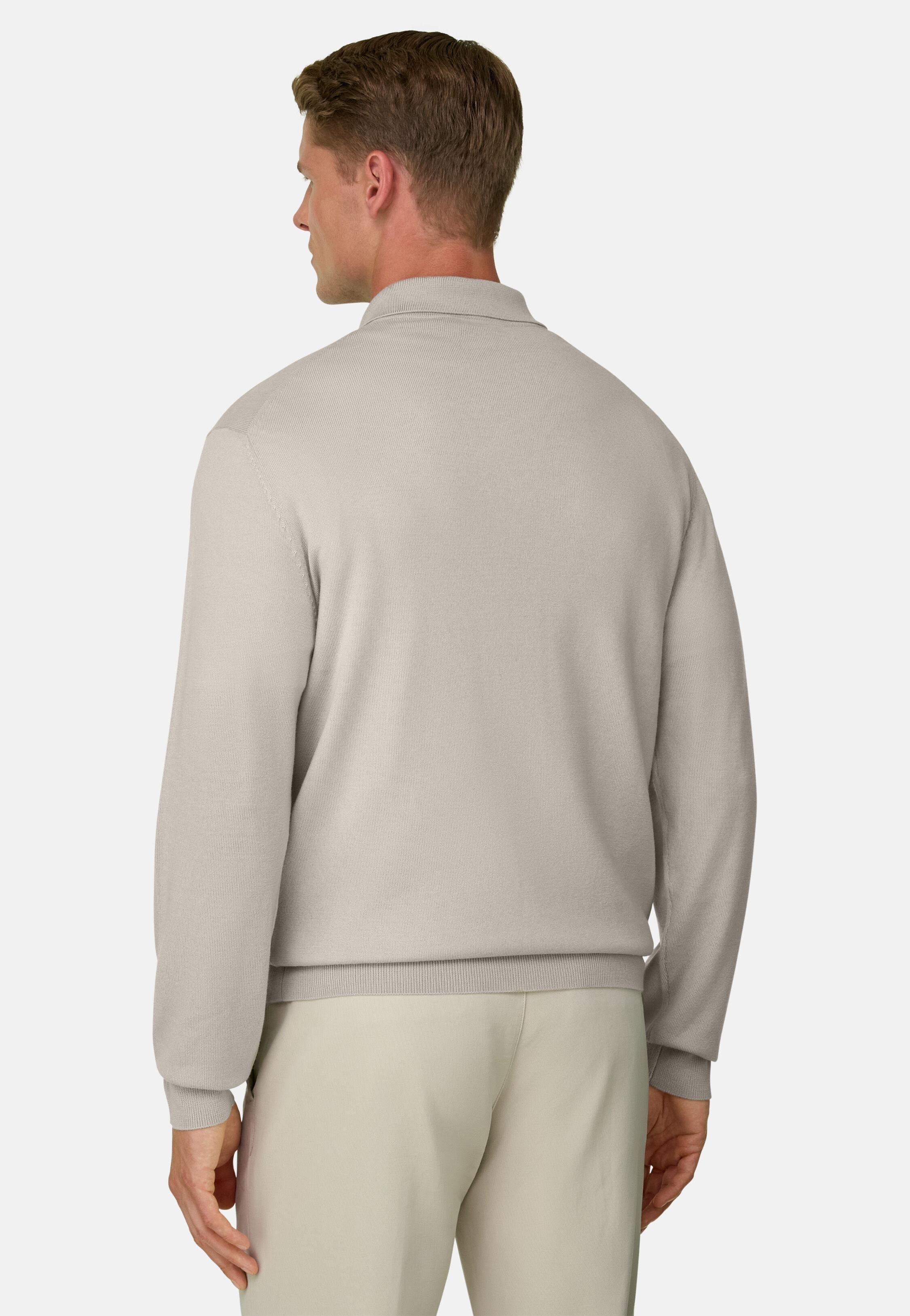 Knitted Polo Shirt in Merino Wool, Sand, Sand, large image number 3